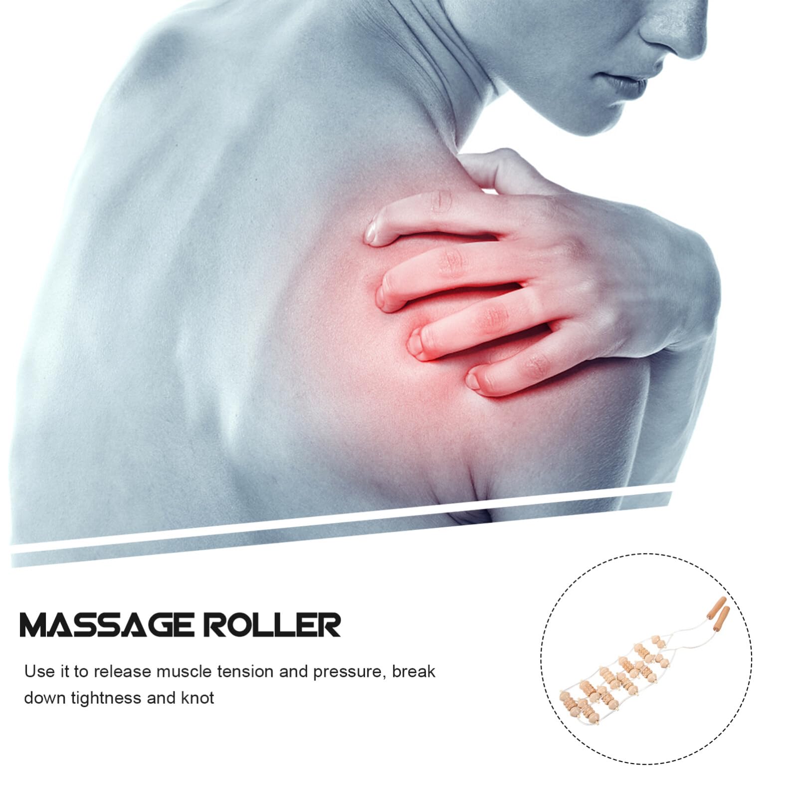 Premium Wooden Back Massage Roller - Portable Self Massager for Neck, Leg & Back Pain Relief - Natural Cellulite Massage Tool - Perfect for Home, Office & Travel Use