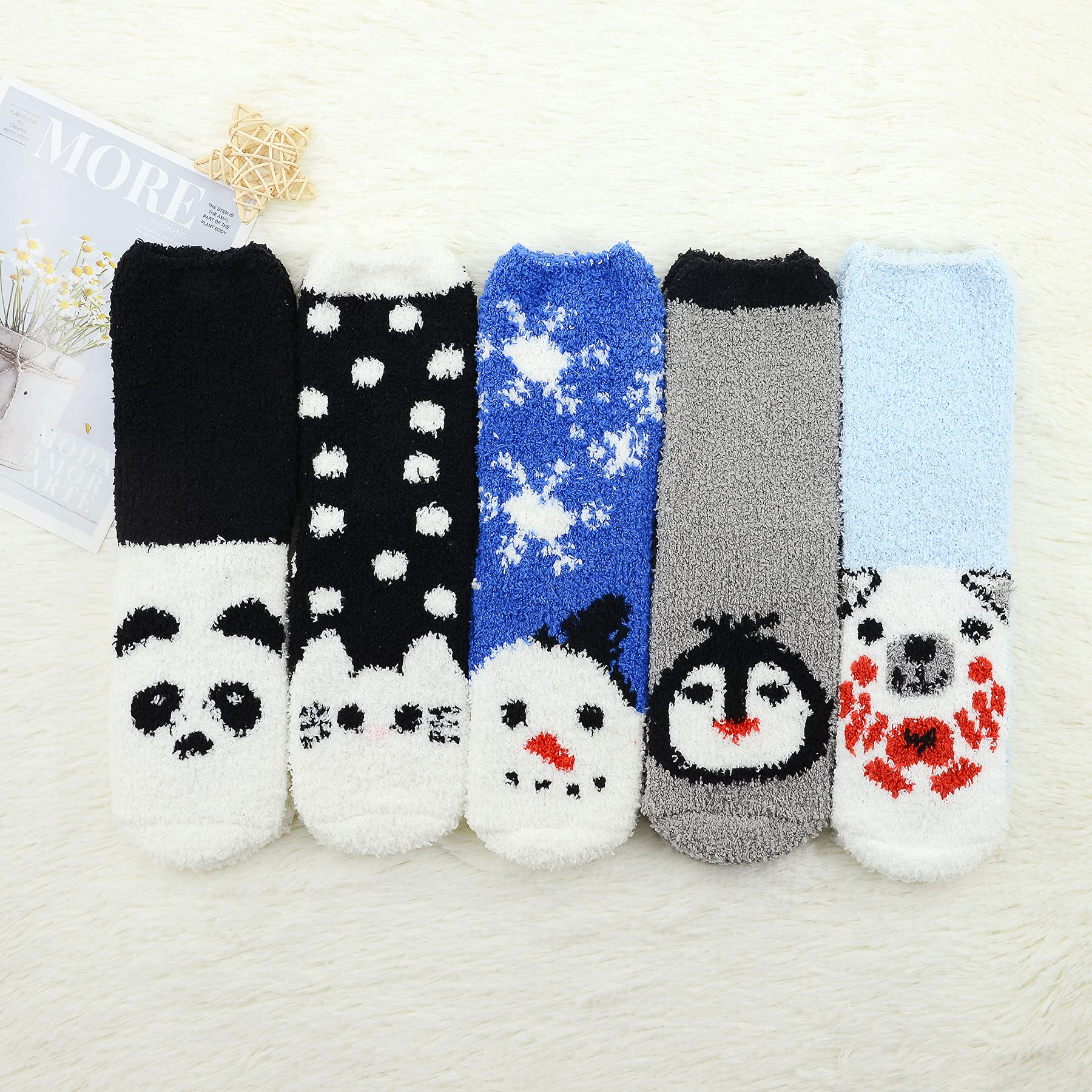 Zando Women's Soft Fuzzy Socks - Thick Warm Winter Slipper Socks for Home, Sleeping & Lounge - Cozy Fluffy Non-Slip House Socks for Cold Weather Comfort