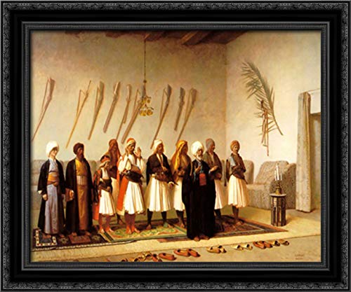 Jean Leon Gerome 'Prayer In The House Of An Arnaut Chief' 24x20 Black Ornate Wood Framed Canvas Art - Orientalist Wall Decor for Living Room, Office & Gallery Display