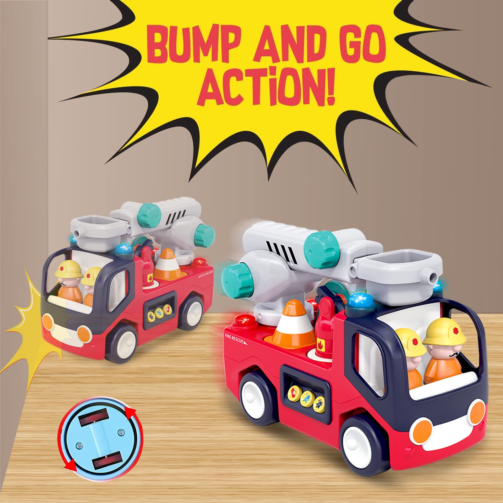 Best Fire Truck Musical Toys for 1 2 3 Year Old Boys & Girls - Educational Baby Toys 6-18 Months with Fireman, Ladder & Lights - Perfect for Birthday Gifts & Early Learning Playtime