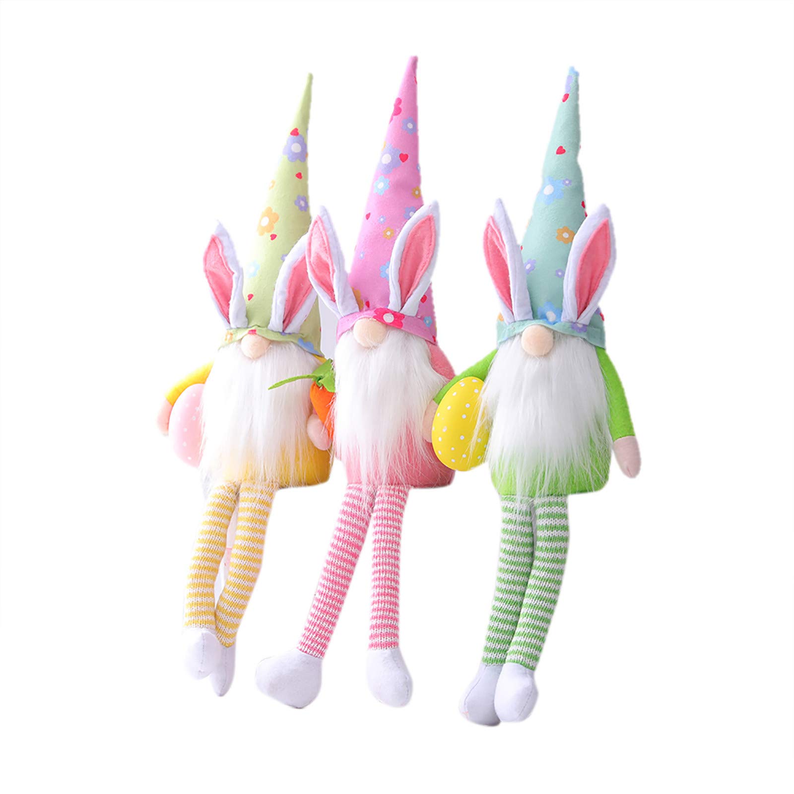 Easter Bunny Carrot Dwarf Faceless Doll Set of 3 - Cute Home Decor & Easter Party Decoration for Spring, Holiday Table Centerpiece, Kids Room Decor