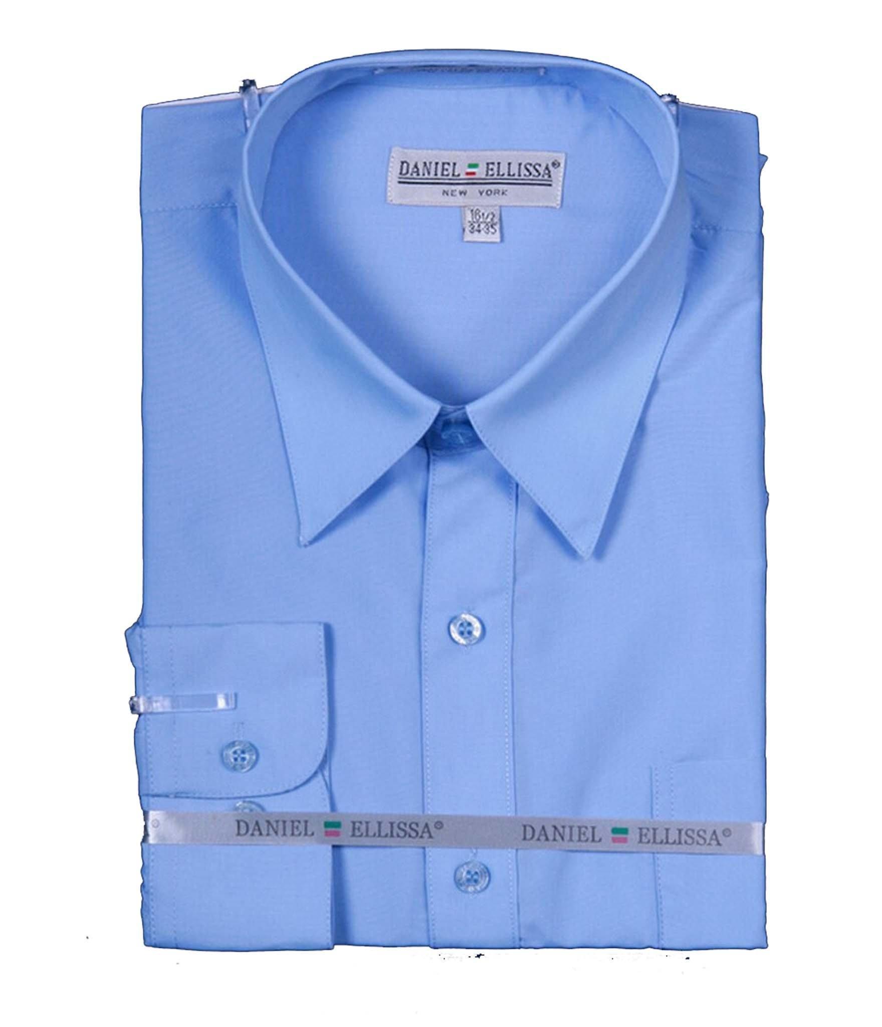 Premium Men's Dress Shirt with Convertible French Cuffs - Light Blue Formal Business Shirt for Office, Wedding & Professional Occasions