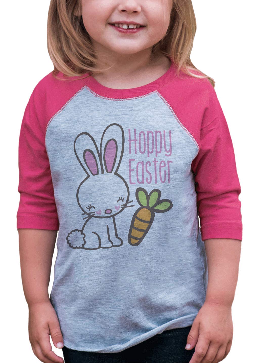7 ate 9 Apparel Kids' Easter Bunny Pink Raglan T-Shirt - Cute Spring Outfit for Easter Egg Hunts & Family Photos