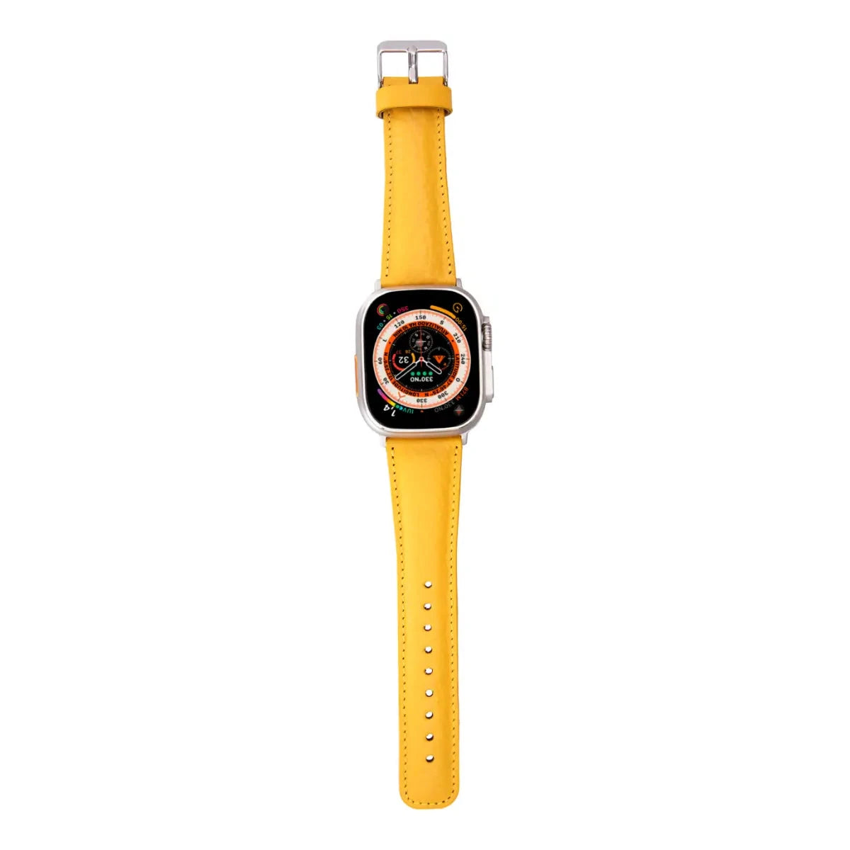 Premium Yellow Leather Apple Watch Band - Classic Strap for Apple Watch Series 9/8/7/SE/6/5/4/3/2/1 - Fashionable & Durable Replacement Strap for Work, Gym & Everyday Wear