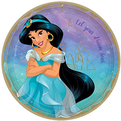 **Amscan Aladdin Princess Jasmine Party Supplies Set - 24 Plates, 24 Napkins, 24 Forks & Spoons, Decorations - Perfect for Birthday, Baby Shower, Themed Parties (Disney Inspired)**