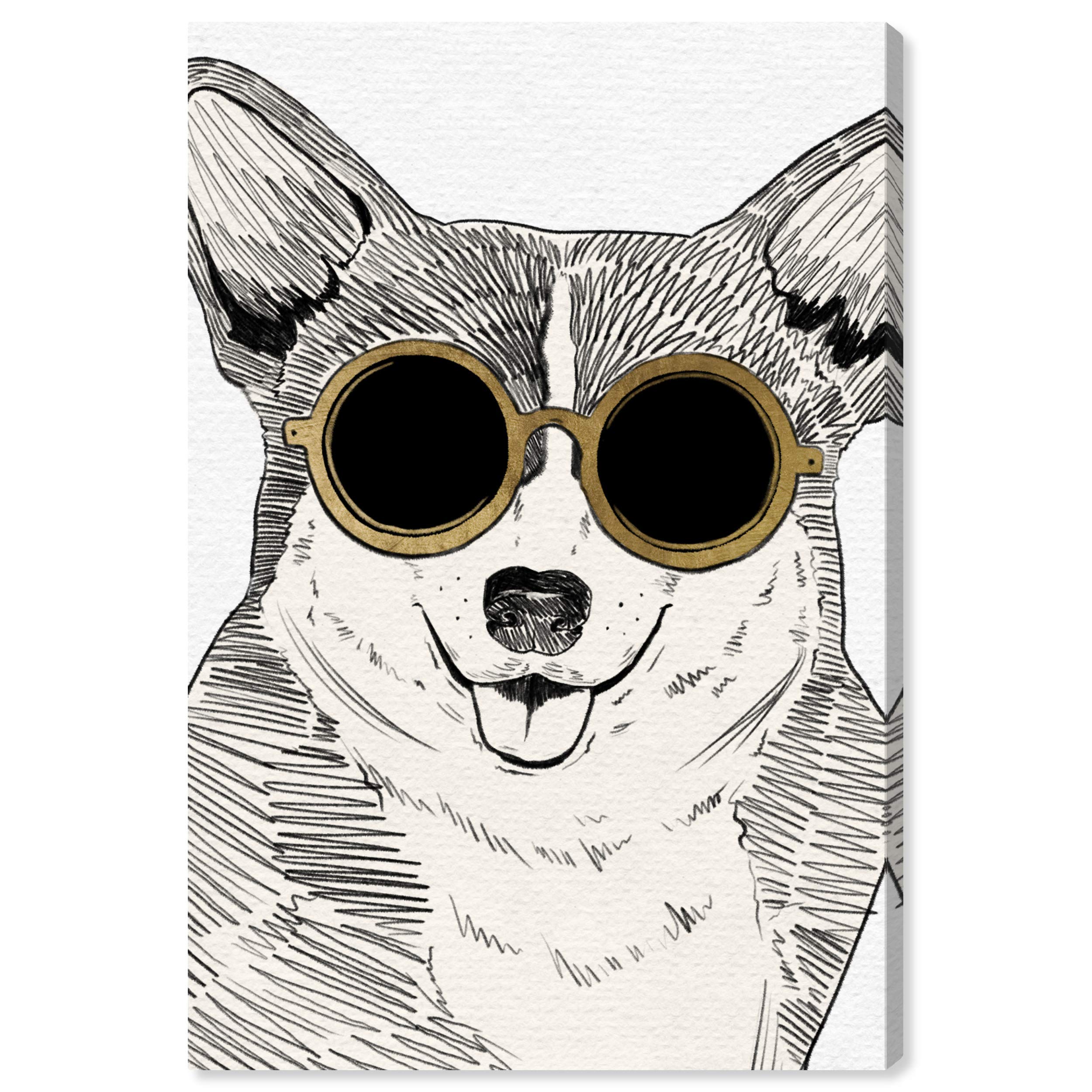Stylish Corgi Wall Art Canvas Print - 24