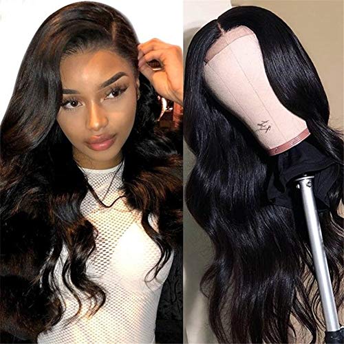 MDL 150% Density Body Wave Lace Front Human Hair Wig 30inch 4x4 Lace Closure - Pre Plucked Unprocessed Virgin Human Hair Wigs with Baby Hair Natural Color - Perfect for Daily Wear, Parties, and Special Occasions