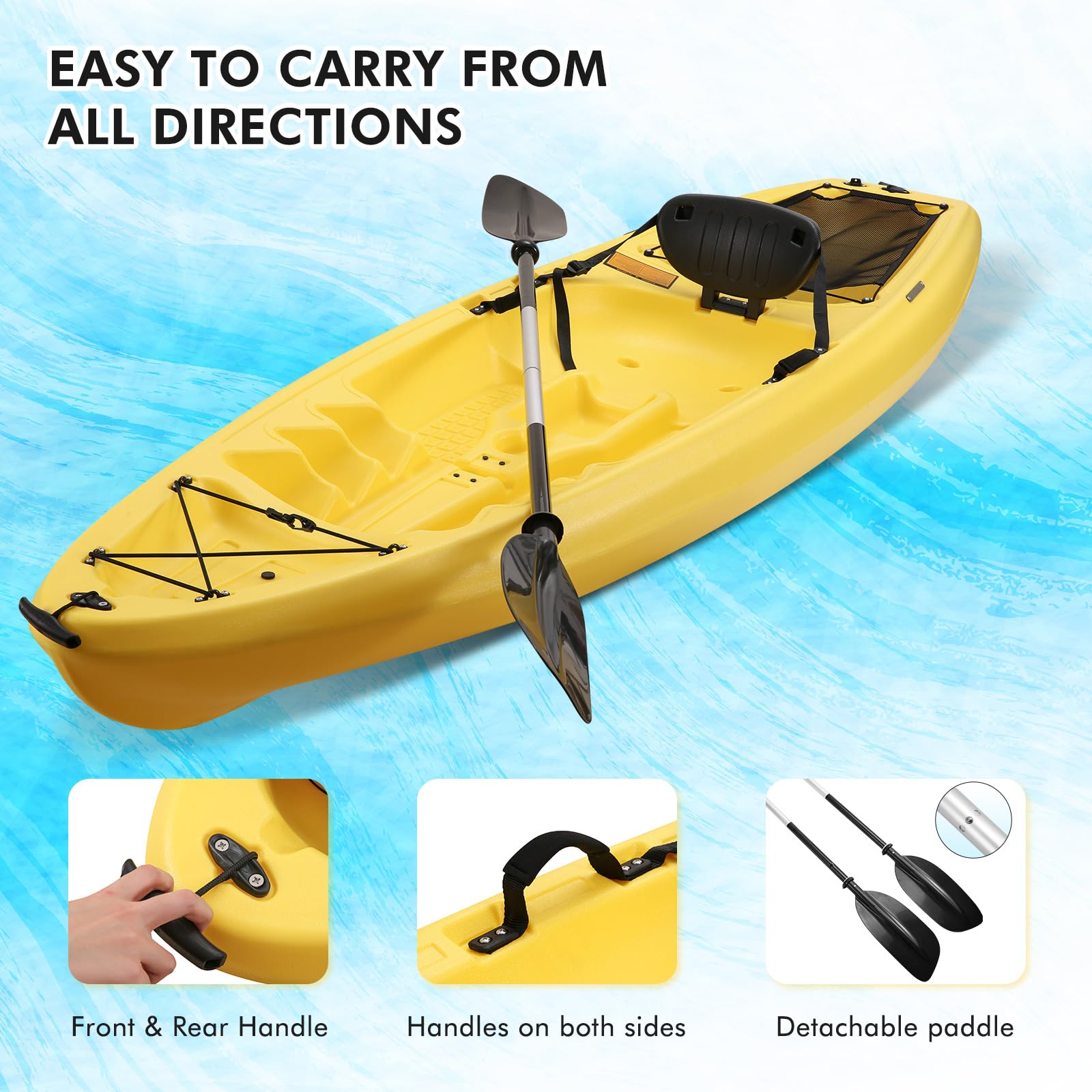 8.8 ft Whitewater Sit-In Kayak for Adults - One Person Recreational Kayaking for Rivers & Lakes | Perfect for Outdoor Adventures & Water Sports