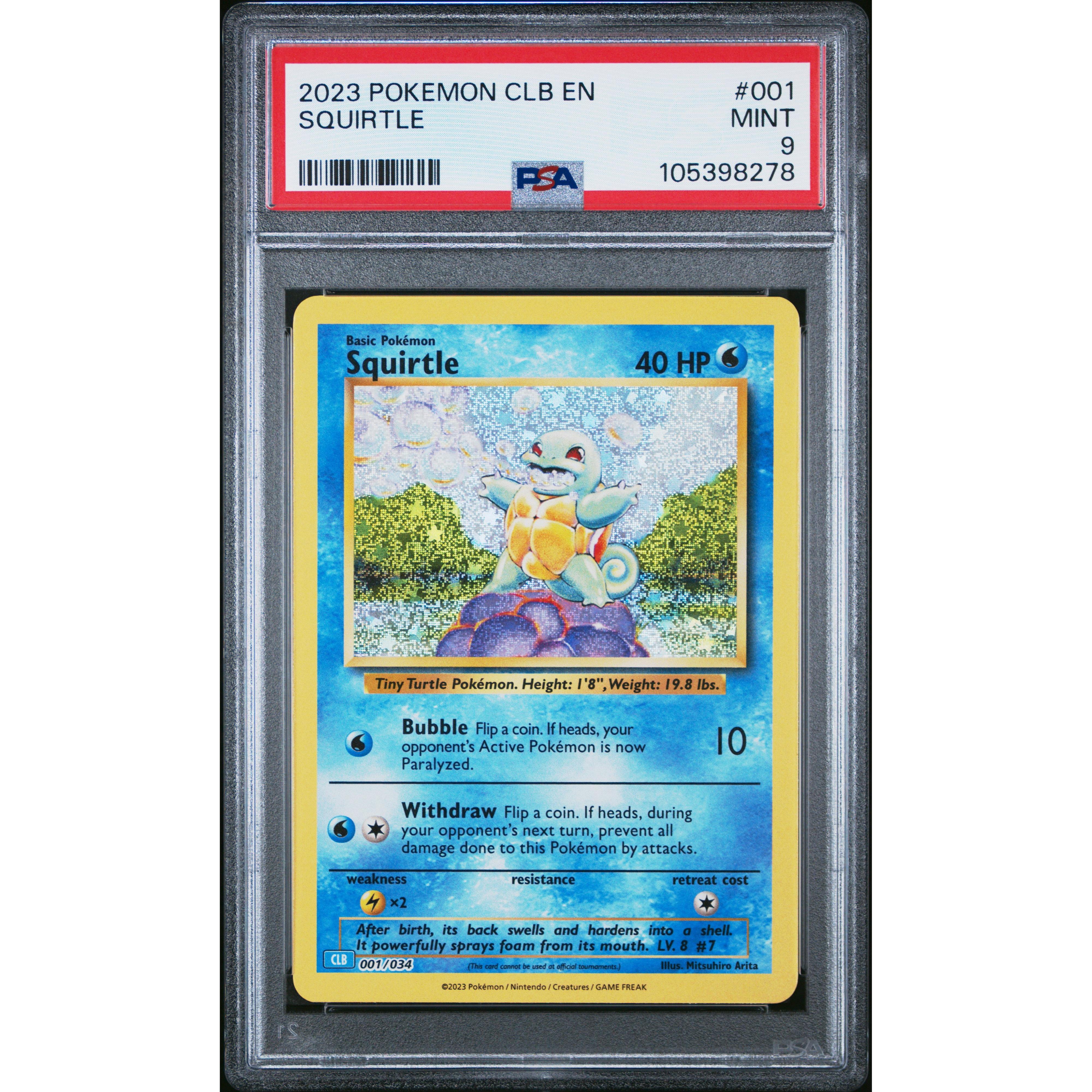 2023 Pokemon Classic Collection Squirtle 001/034 PSA 9 Graded Card - Rare Collectible for Trading, Gaming & Display