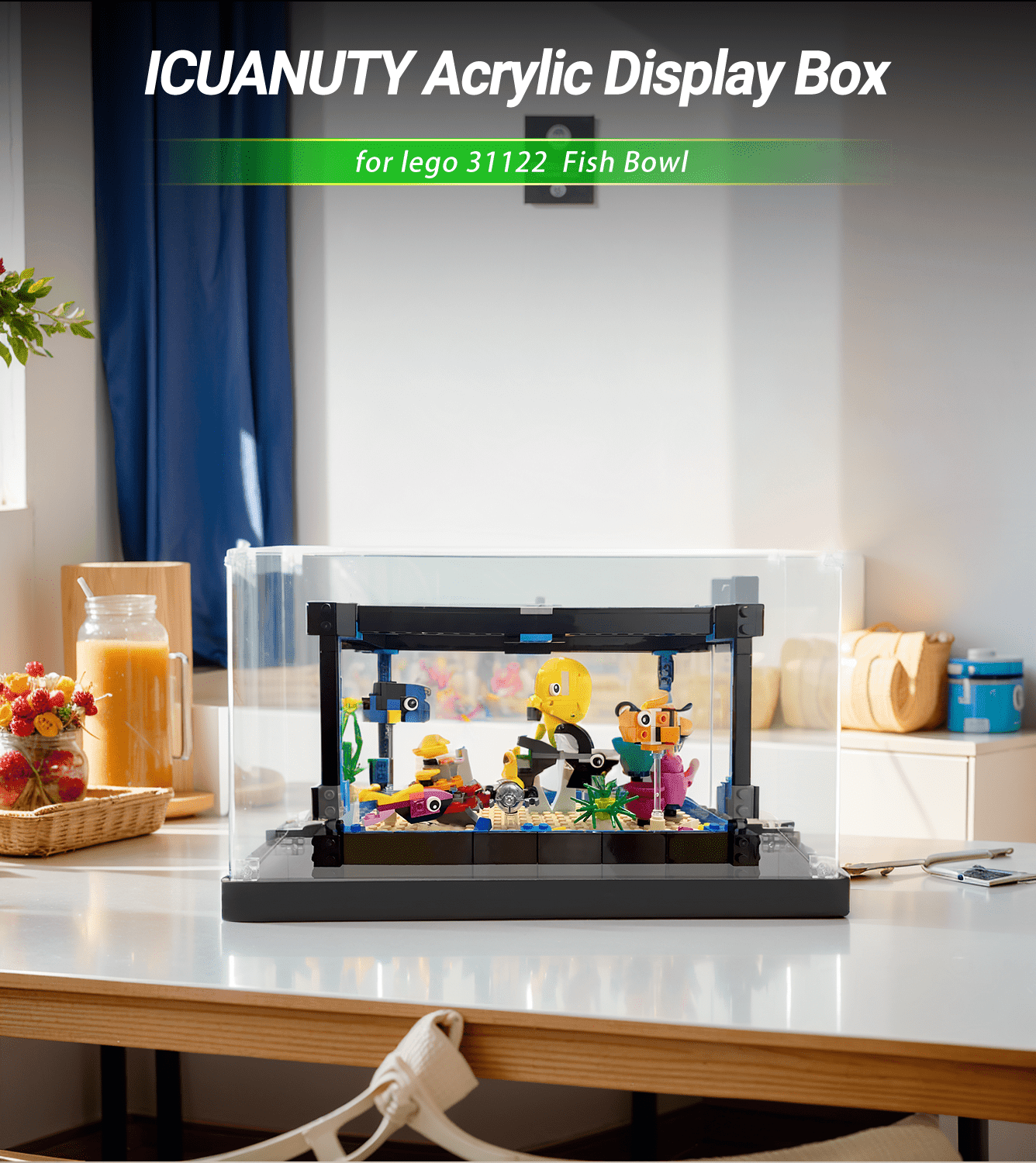 LEGO Creator 3in1 Fish Bowl 31122 Display Case - Clear Acrylic Showcase for Collectible LEGO Sets | Perfect for Home Decoration, Office Display & Gift Presentation