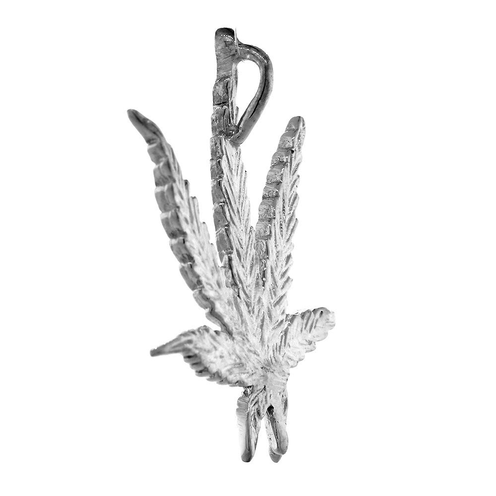 Sterling Silver 33mm Marijuana Leaf Charm Pendant - Perfect for Necklaces, Bracelets & Jewelry Making - Ideal for Stoner Gifts & 420 Accessories