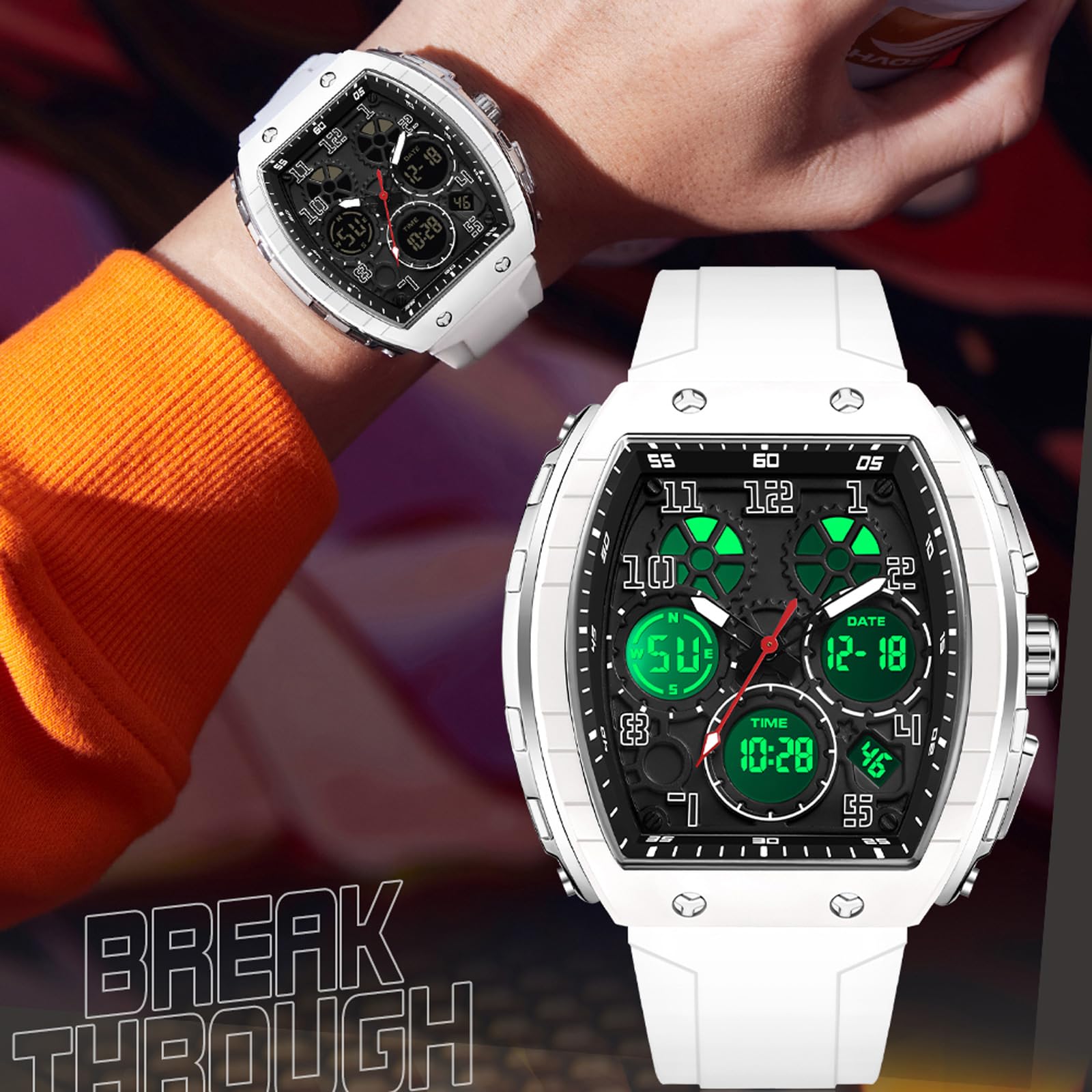 Findtime Men's Digital Analog Watch - Dual Time, Waterproof for Sports & Travel