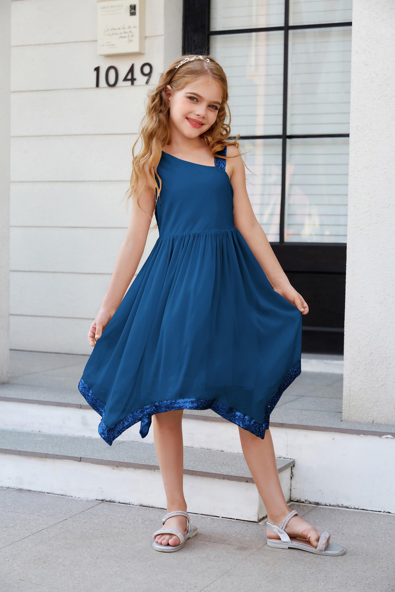 GRACE KARIN Girls' One Shoulder Party Dress - Summer Formal Birthday Midi Dress for Ages 5-12 Years | Perfect for Weddings, Parties & Special Occasions
