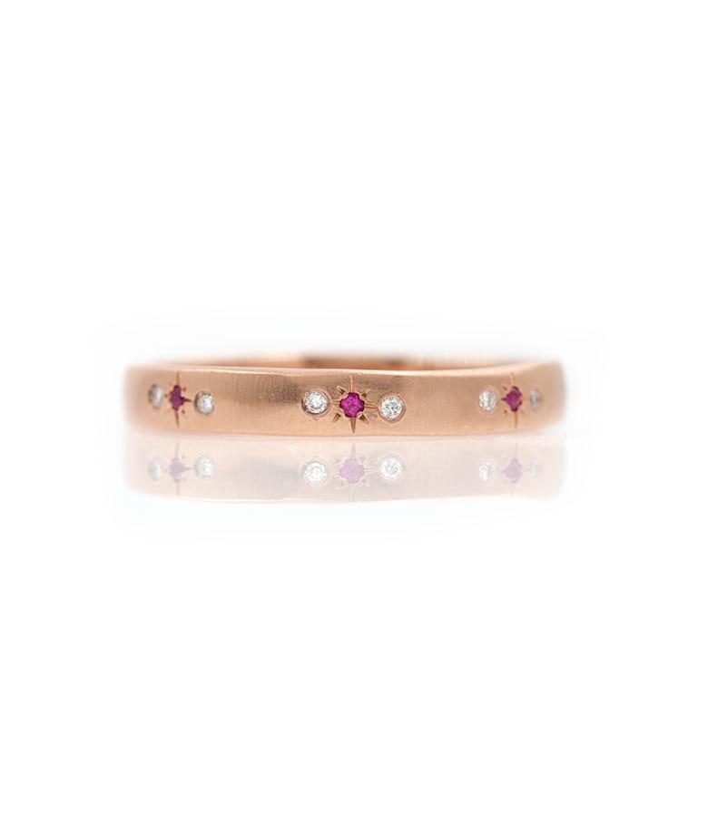 Ruby Star Eternity Band Ring - 14K Gold or Sterling Silver Women's Wedding Band with Genuine Gemstones | Perfect for Anniversary Gifts, Engagement Rings & Special Occasions