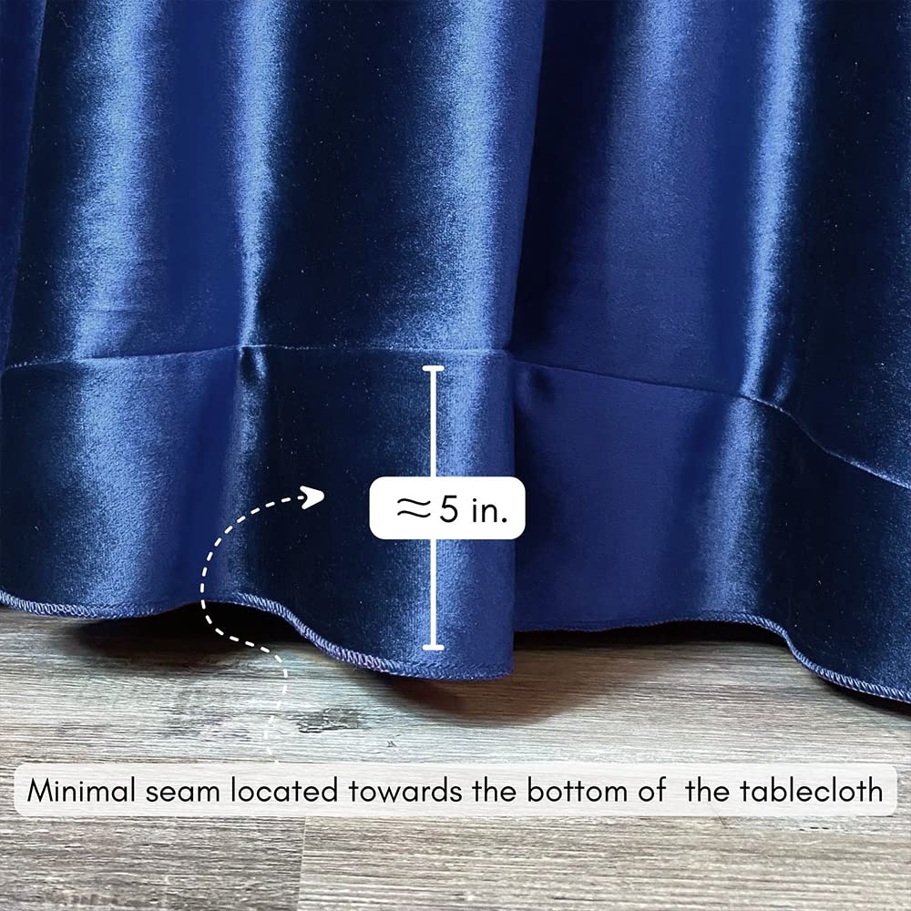 120 Inch Round Velvet Tablecloth - Navy Blue Linen Table Cover for Standard Round Tables - Perfect for Weddings, Banquets, and Home Decor