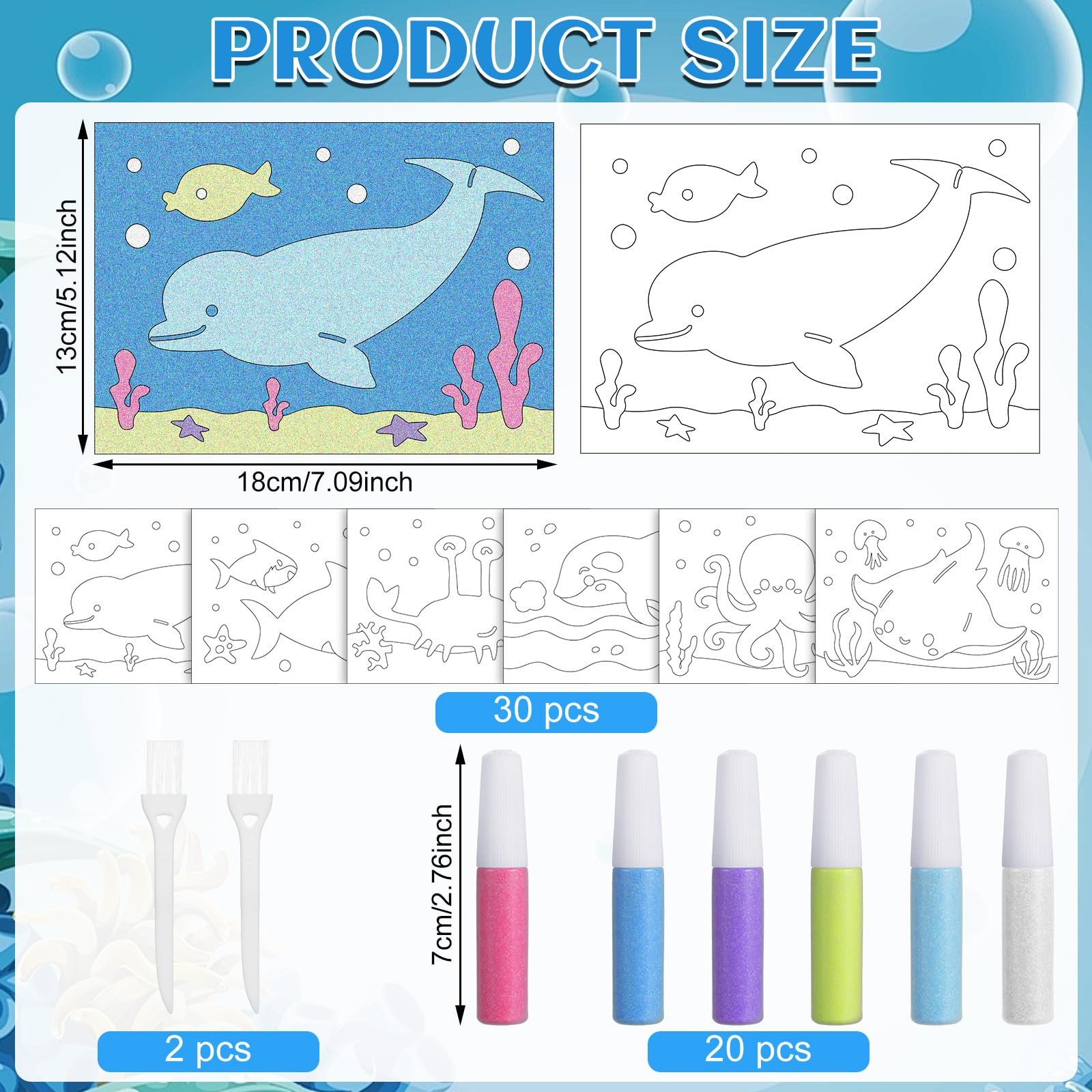 Ocean Animal Sand Art Kits for Kids - 30 DIY Craft Sets for Beach & Party Activities