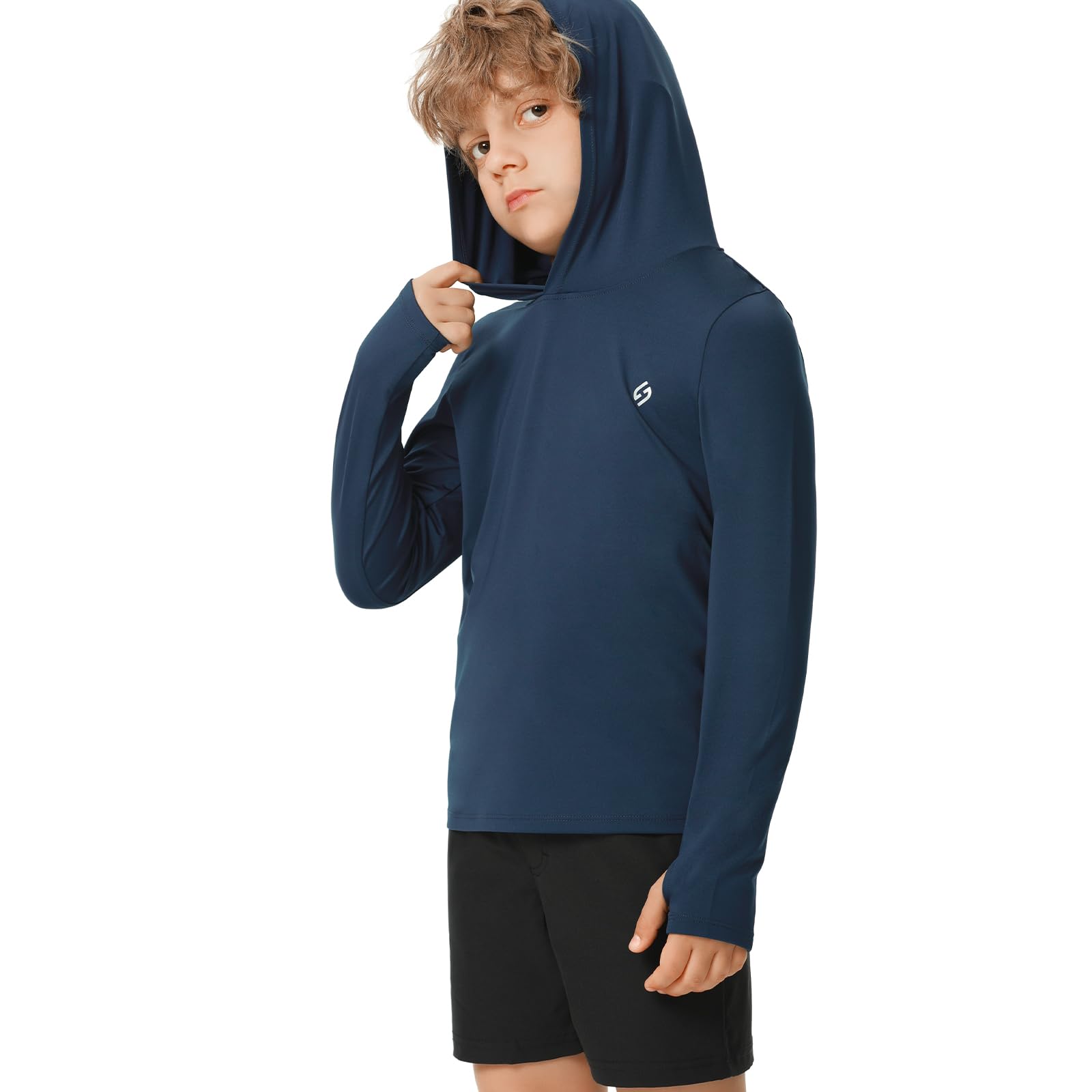 HODOSPORTS Boys UPF 50+ Sun Protection Long Sleeve Rash Guard Swim Shirt - Hooded UV Protective Swimwear for Kids, Perfect for Swimming, Hiking, Beach & Outdoor Water Activities