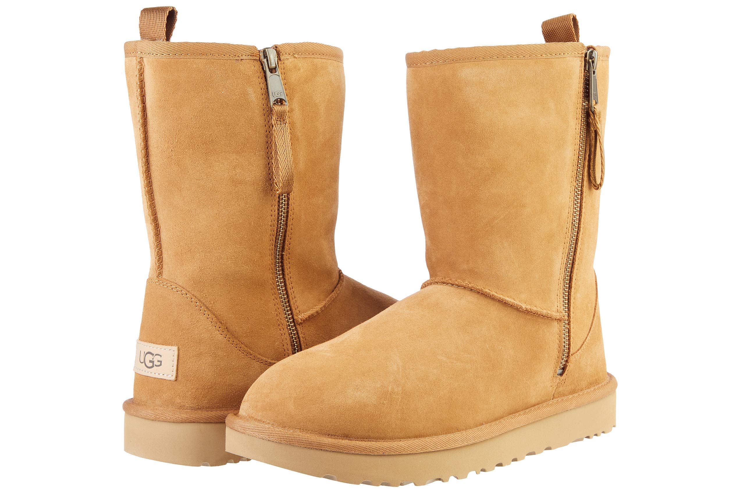 UGG Women's Classic Short Dual Zip Boot - Waterproof Winter Snow Boots for Women, Cozy Sheepskin Lined Ankle Booties - Perfect for Cold Weather, Snow Days & Casual Outfits