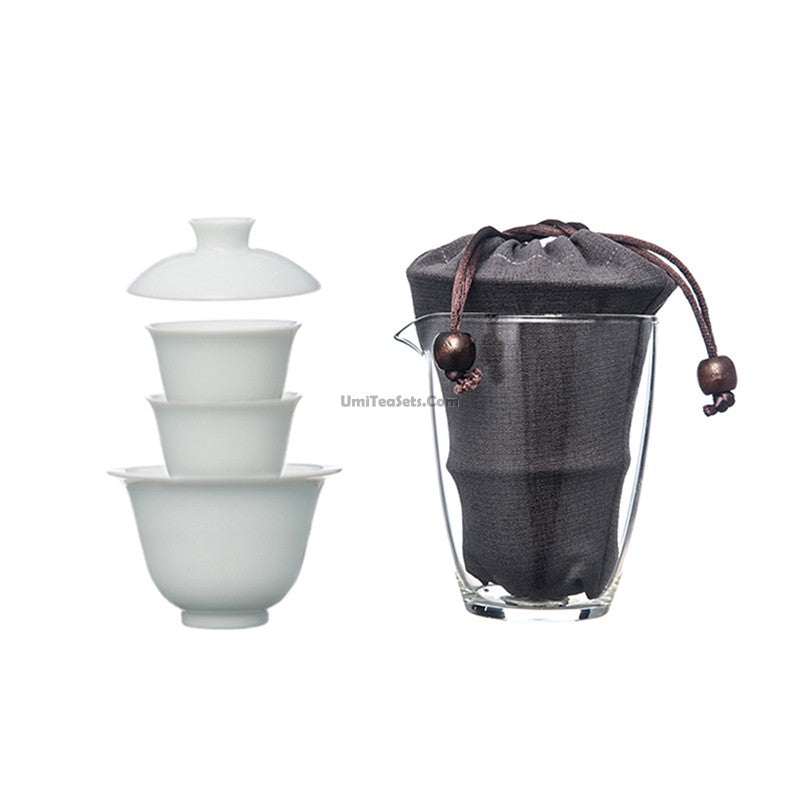 Premium Porcelain Gaiwan Travel Tea Set with Carrying Bag - Perfect for On-the-Go Tea Ceremonies, Camping & Office Use
