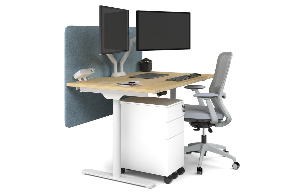 Flexi Premium Height Adjustable Single Workstation Desk - 1200L x 800W with Cable Management Scallop | Ergonomic Standing Desk for Home Office & Workspace