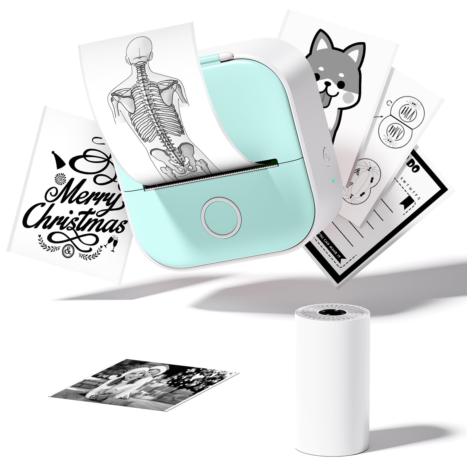 Print Pod Mini Printer - Inkless Sticker Printer, Portable Thermal Printer with Bluetooth for Kids, Early Education, Journaling & Note Taking - Includes 1 Paper Roll - Perfect for School Projects, DIY Stickers & Creative Learning Activities