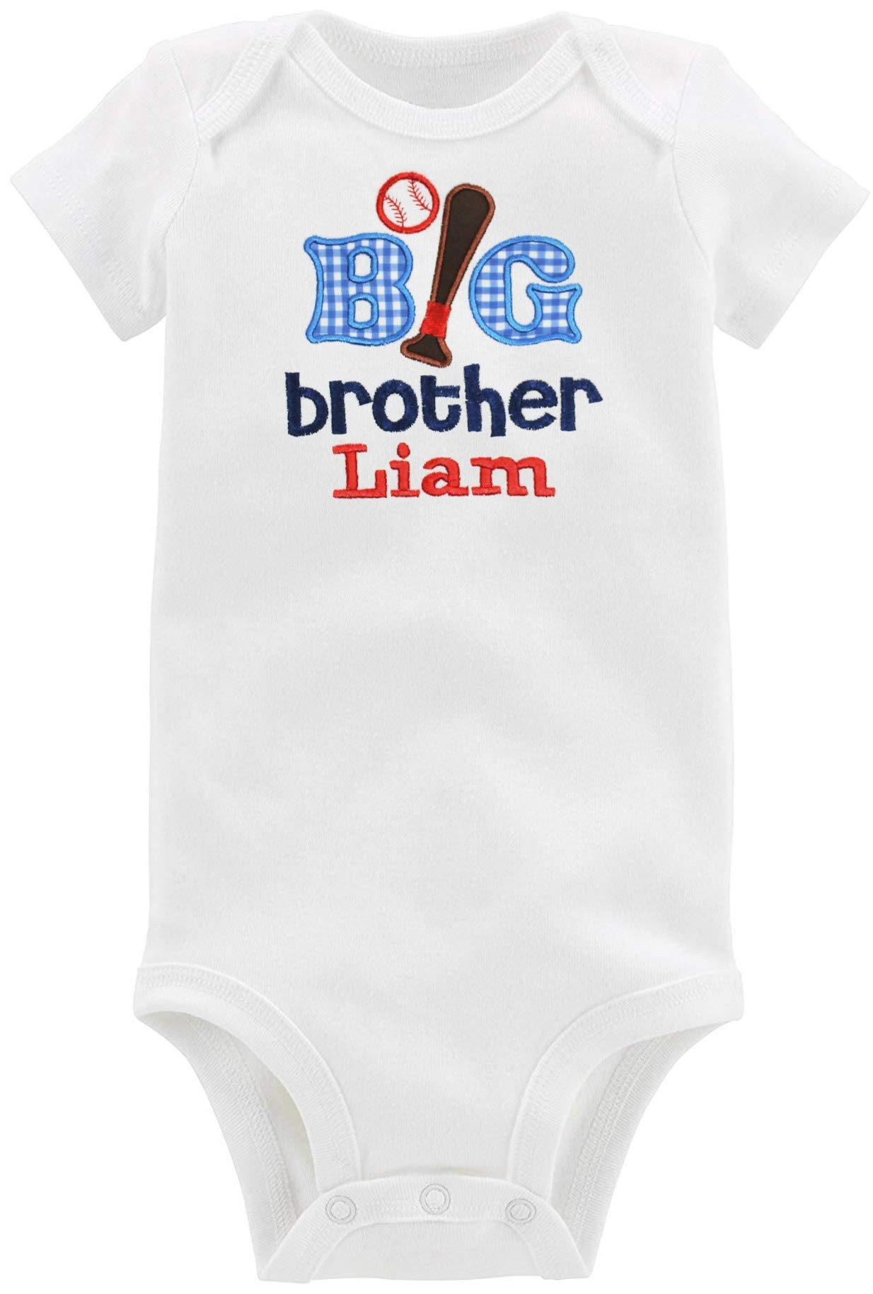 Custom Embroidered Big Brother T-Shirt & Onesie - Baseball Theme for Siblings - Perfect for Family Events, Baby Showers & Photo Shoots