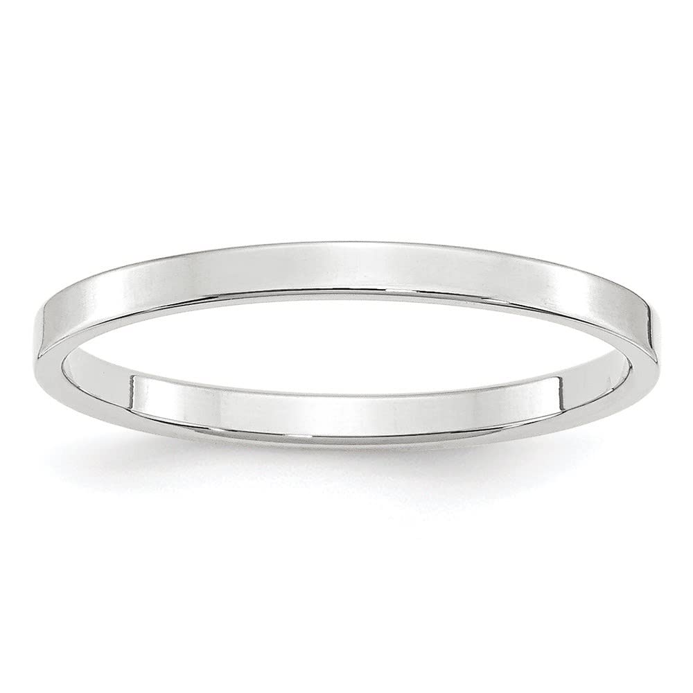 10K White Gold 2mm LTW Flat Band Ring for Women - Diamond2Deal | Elegant Stackable Wedding Band, Anniversary Gift, Everyday Jewelry