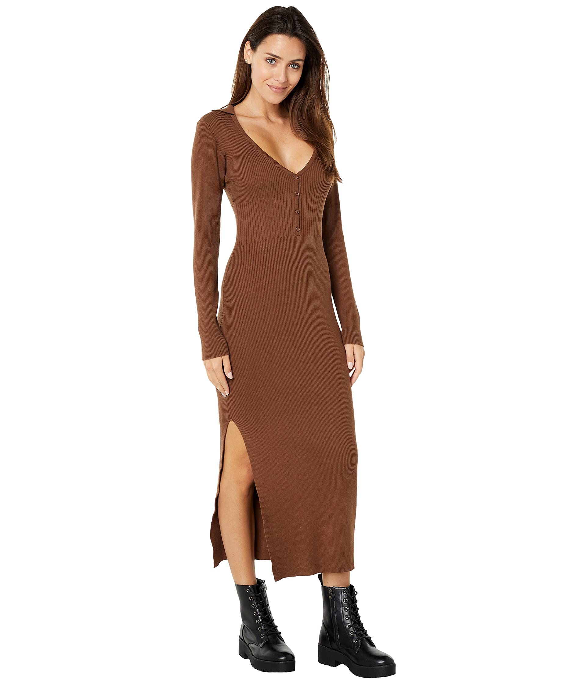 Bardot Collar Knit Dress for Women - Elegant Long Sleeve Turtleneck Sweater Dress for Fall & Winter - Perfect for Office, Date Night, and Holiday Parties