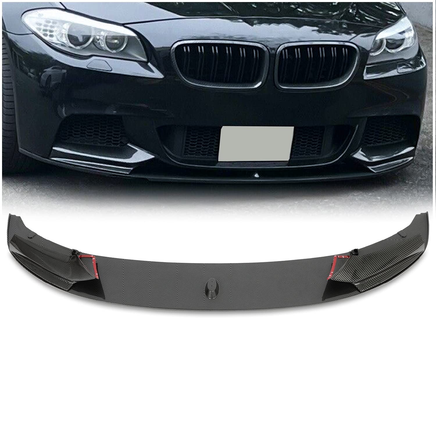 Kojem Front Bumper Spoiler Lip for 2011-2016 BMW F10 5 Series 520i 535i 550i M Sport - Carbon Fiber Painted Bumper Guard - Enhances Aerodynamics & Sporty Look for Street Racing & Car Shows