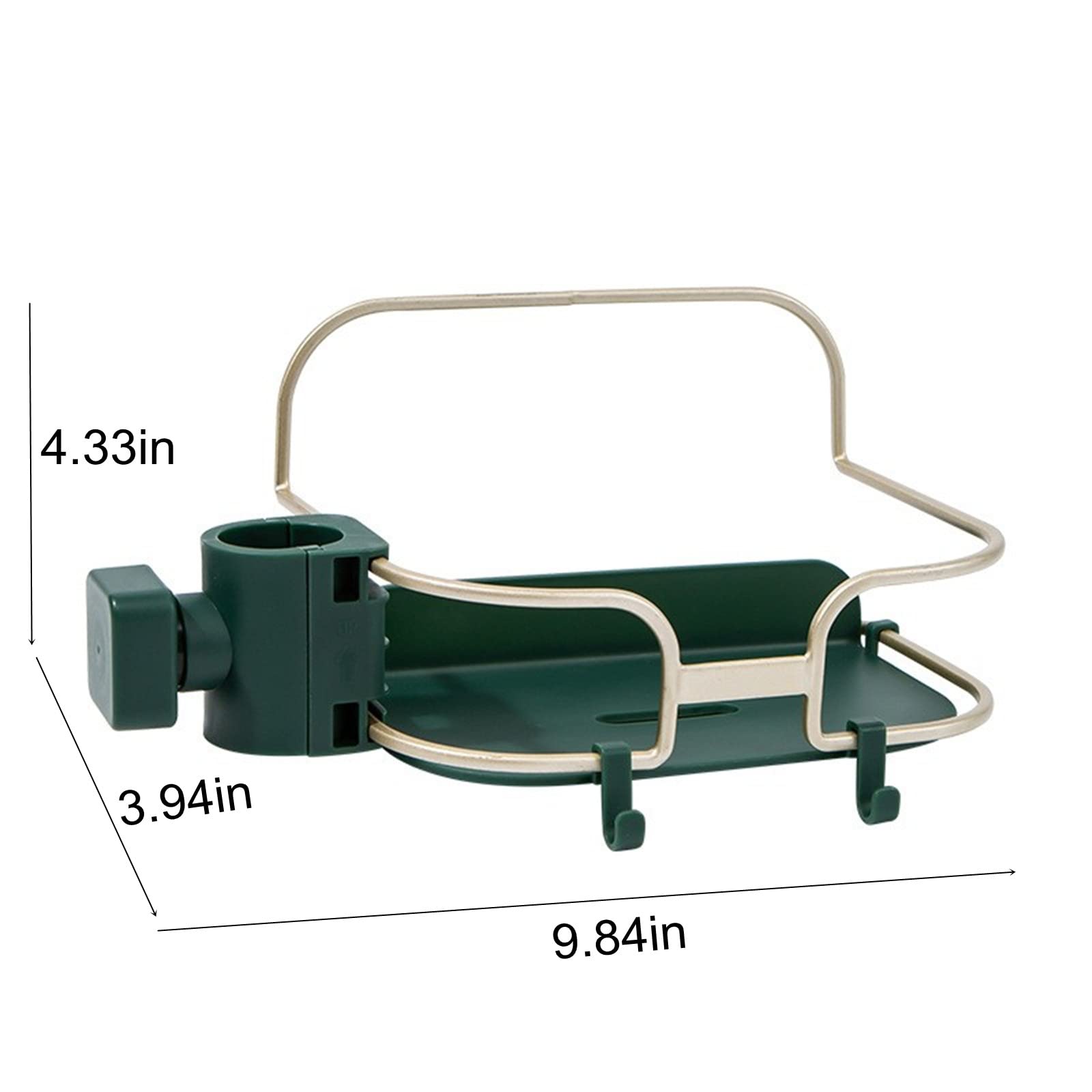 Stainless Steel Sponge Holder with Hook - Bathroom & Kitchen Organizer for Soap, Shampoo, Sponge & Scrubber - Drain Rack & Sink Storage Caddy - Perfect for Small Space Organization (Green) - Ideal for Kitchen Sink, Bathroom Counter & Under Cabinet Storage