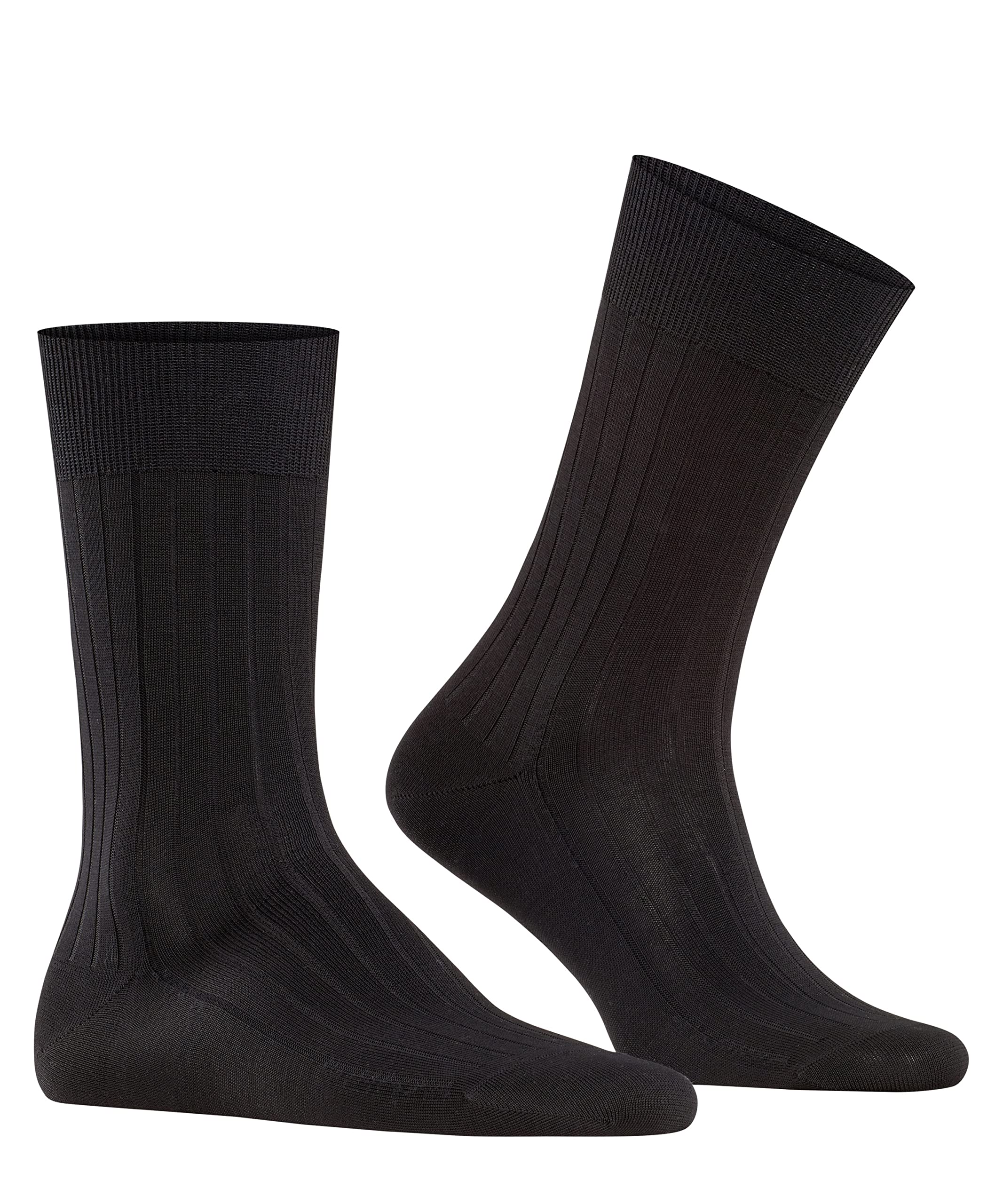 FALKE Men's Milano Socks - Premium Cotton Dress Socks for Business & Formal Wear - Black - Comfortable & Breathable for Office, Wedding & Daily Use