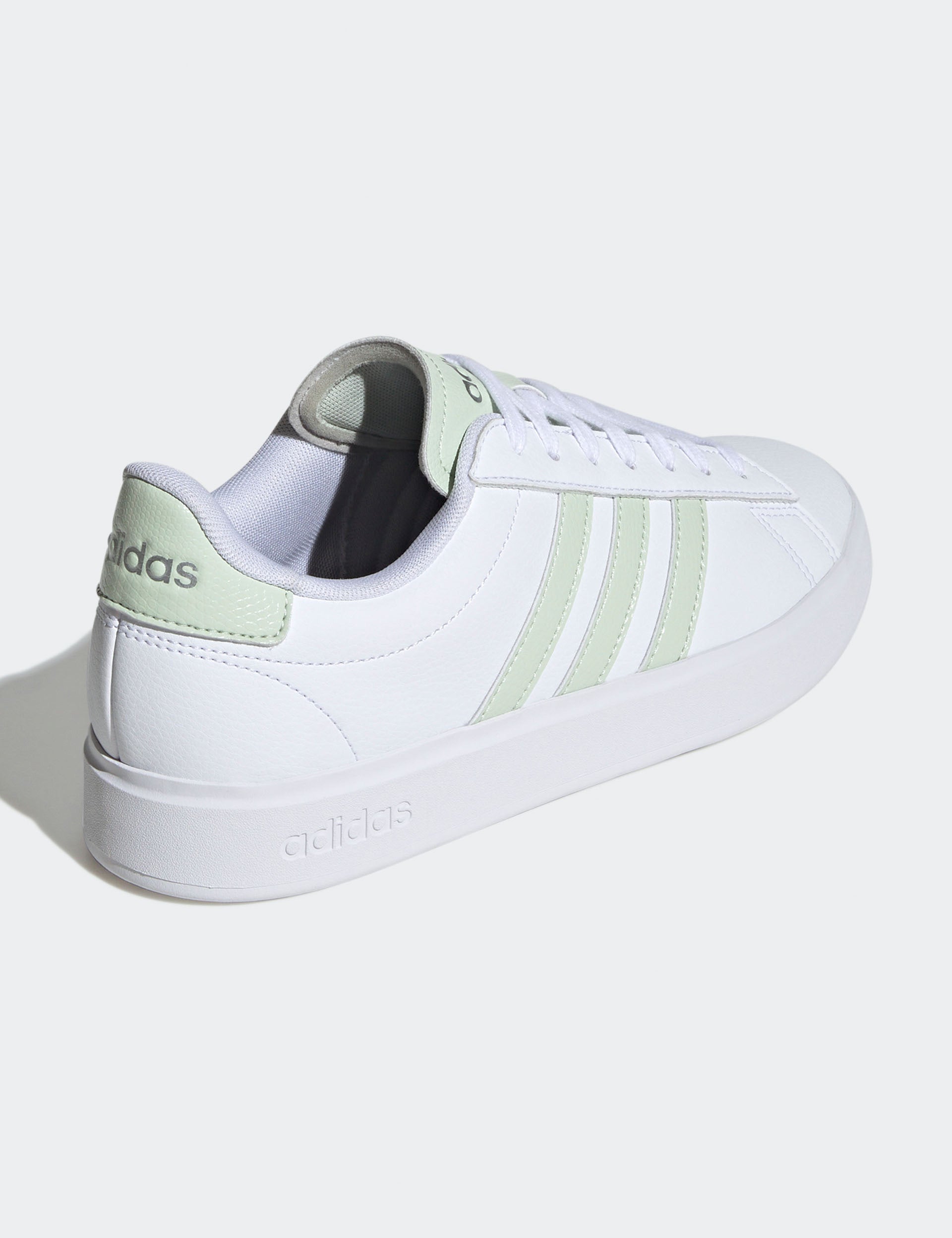 Adidas Grand Court 2.0 Sneakers - Cloud White/Linen Green/Matte Silver - Comfortable Tennis Shoes for Men & Women - Perfect for Casual Wear, Gym & Outdoor Activities