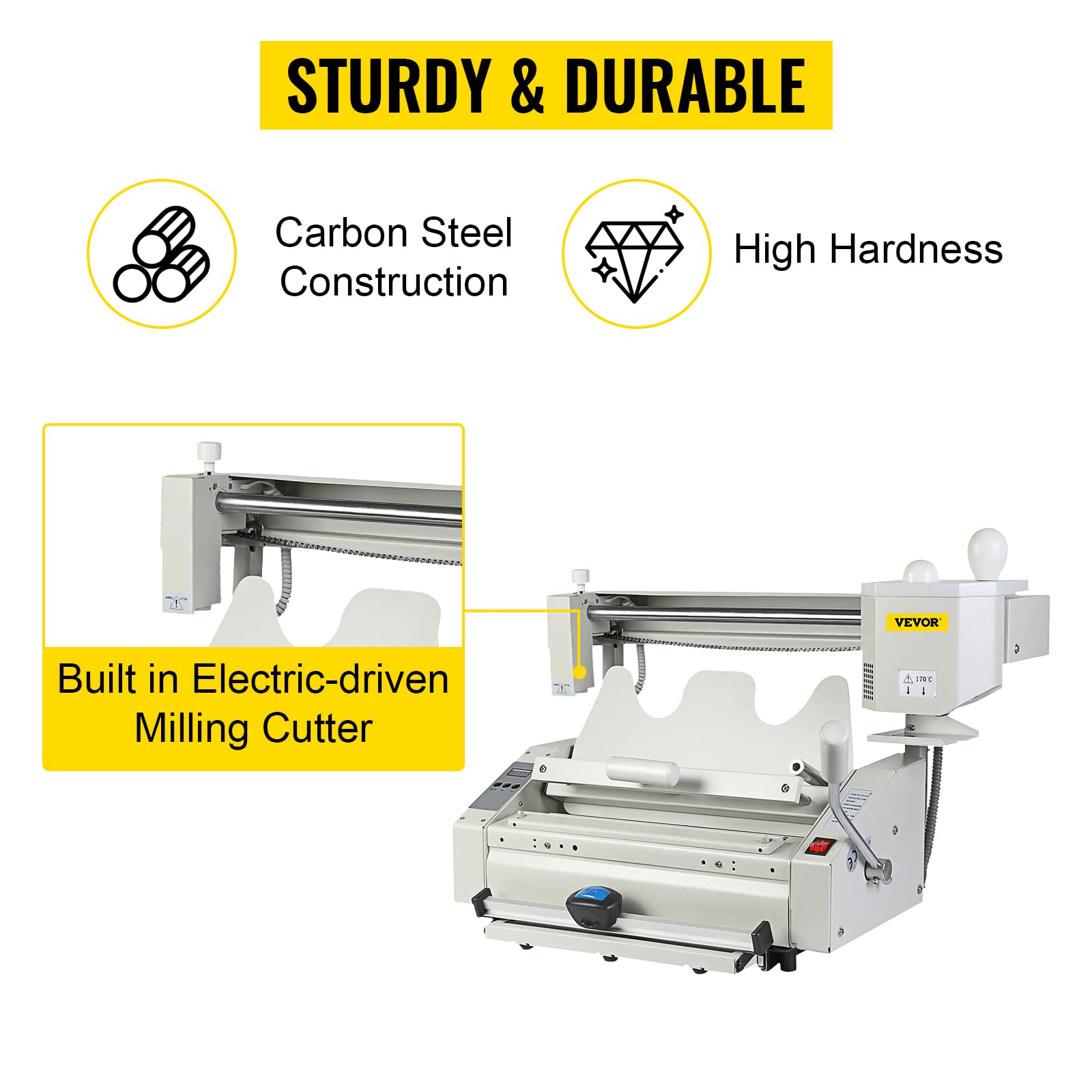 VEVOR Wireless A4 Manual Hot Glue Book Binder Machine 110V with Milling Spine Rougher - Perfect for DIY Bookbinding, Photo Albums, Notebooks & Office Documents - Ideal for Home, School & Small Business Use