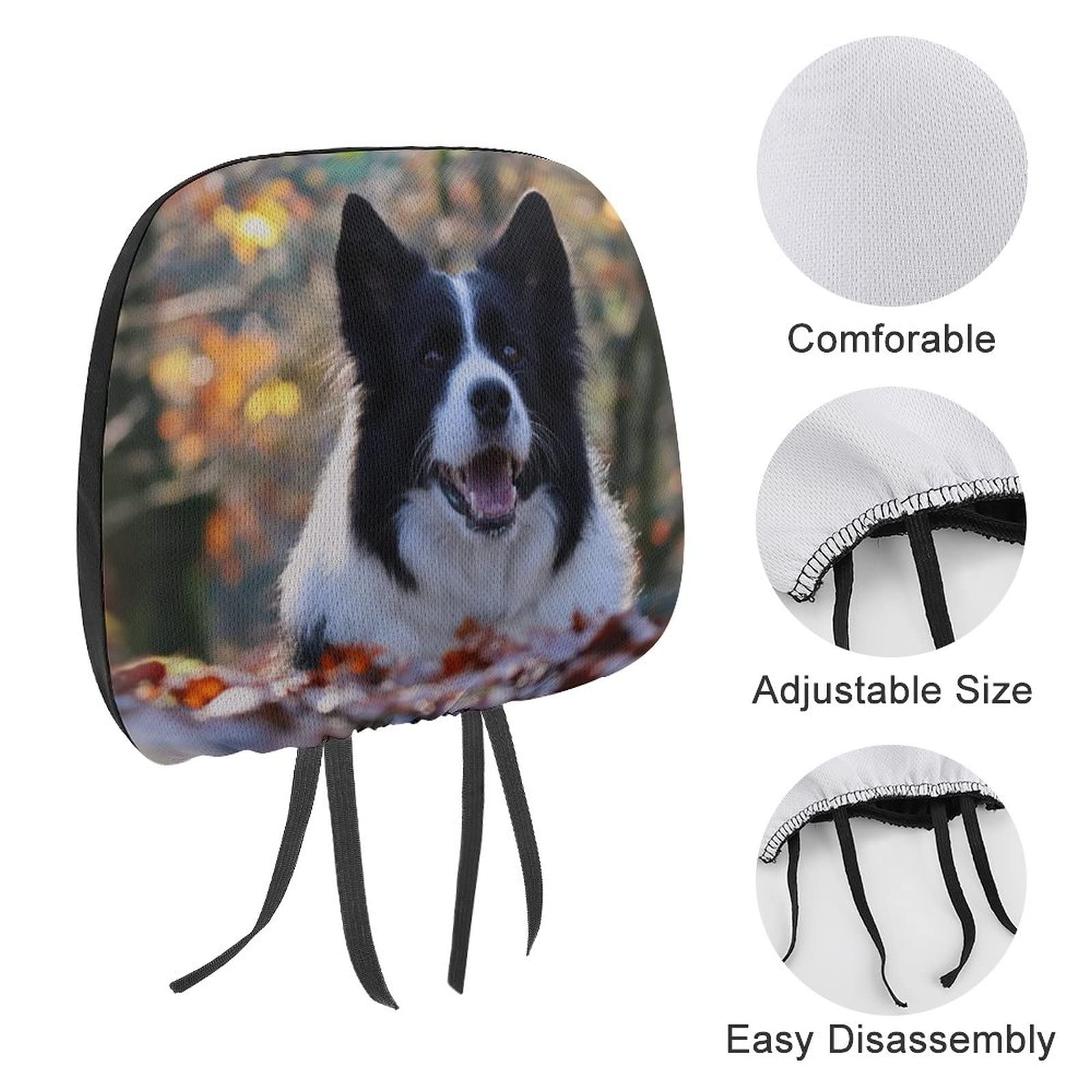 2 Pcs Custom Car Headrest Covers with Personalized Embroidery - Add Your Photo, Text or Design - Universal Fit for Most Vehicles - Perfect for Gifts, Travel Comfort & Interior Protection