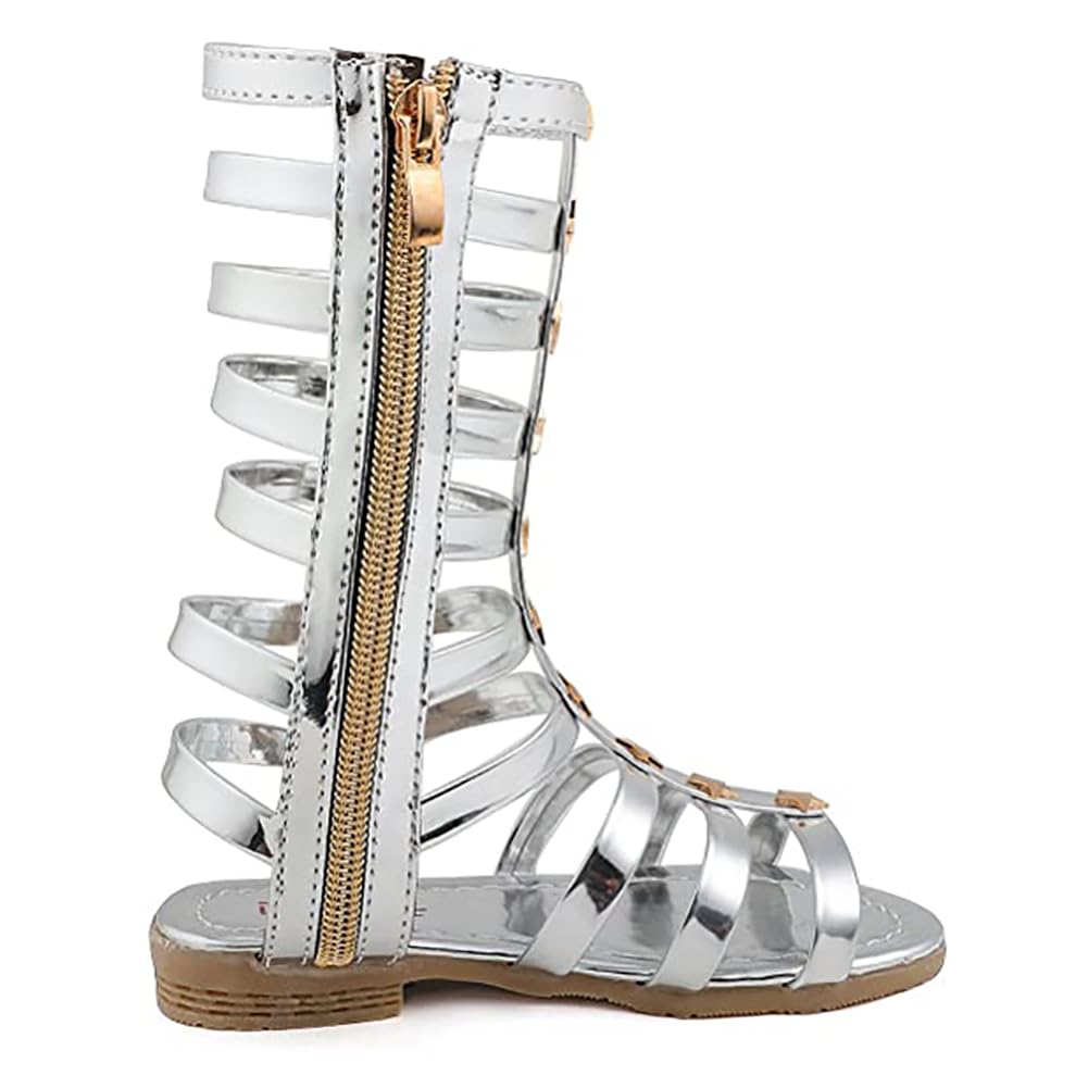 Girls Rivet Gladiator Sandals - Princess Dress Strappy Flats & Zip Up Boots for Summer - Perfect for Beach, Party and Casual Outfits