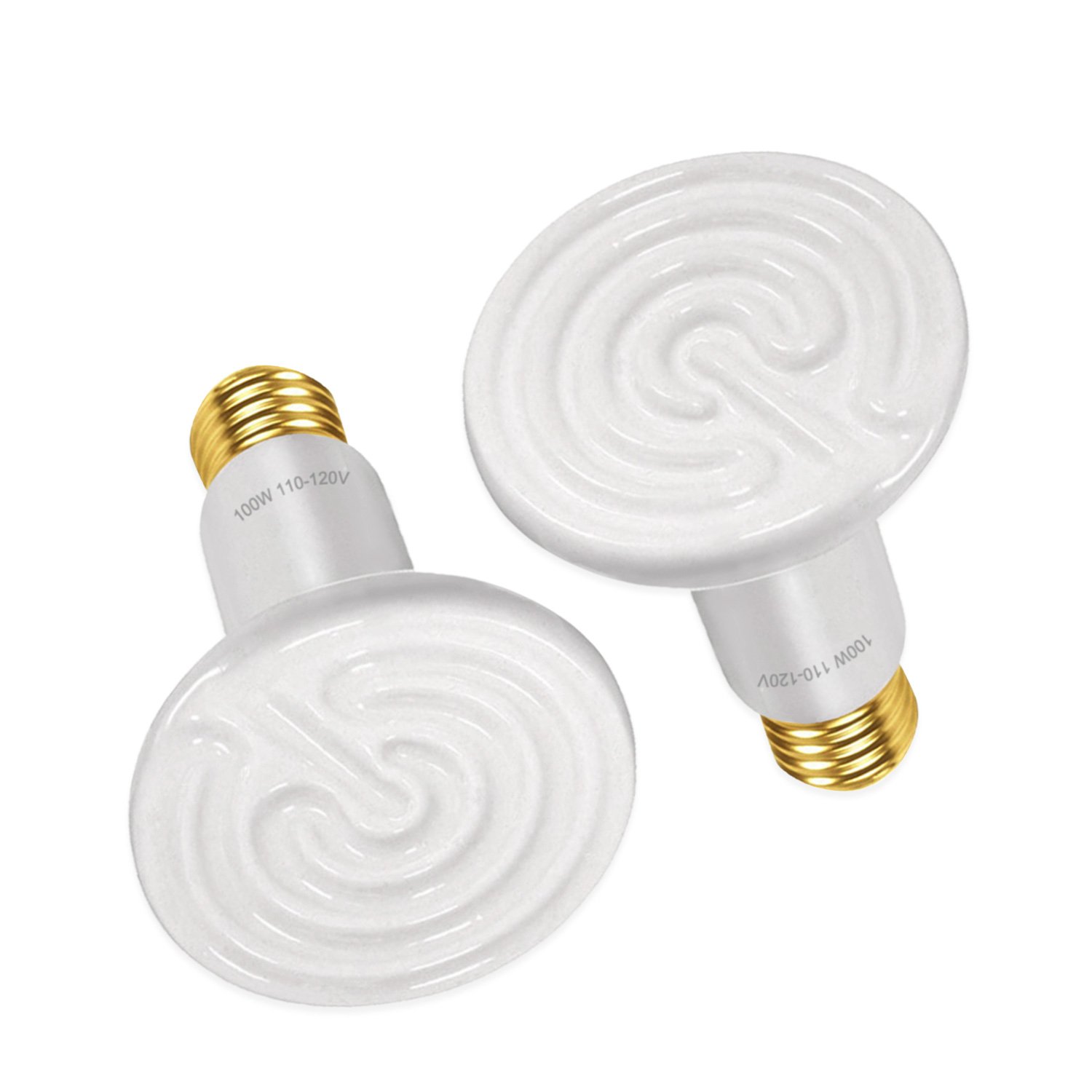 100W 2 Pack Ceramic Heat Lamp Bulb - Dimmable Infrared Reptile Heater with No Light Emission - ETL Certified for Chicken Coop, Turtle Tank & Lizard Terrarium - Perfect for Reptile Habitat, Pet Brooder & Poultry Warming