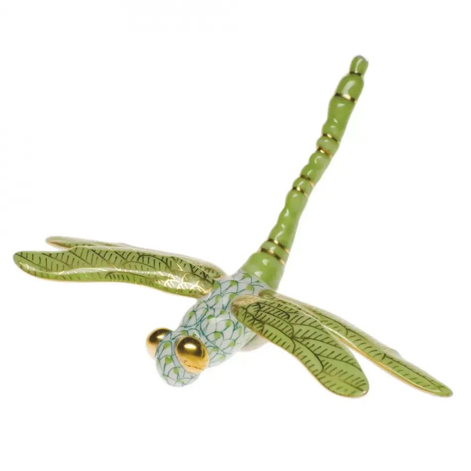 Herend Key Lime Dragonfly Hand-Painted Porcelain Figurine - Collectible Home Decor for Living Room, Office & Gift Giving