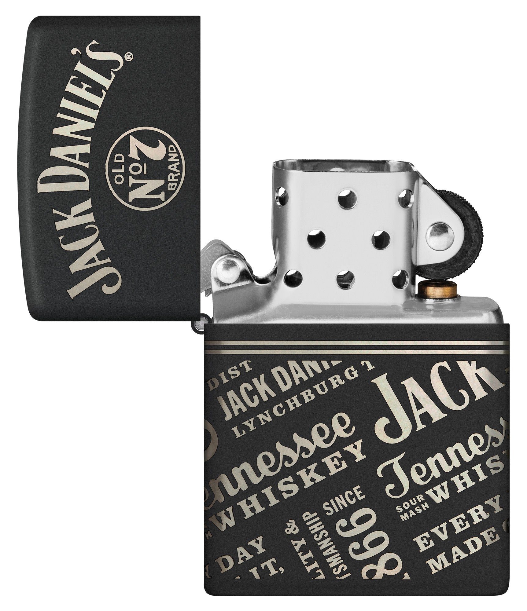 Jack Daniels Every Drop Design Laser 360 Regular Media Chrome Black Matte - Premium Whiskey Glass Set for Home Bar, Parties & Gifts