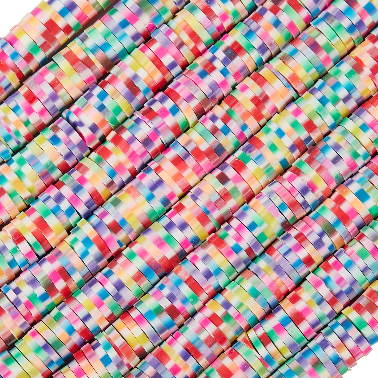 Ornaland 10 Strands 6mm Colorful Polymer Clay Heishi Beads - Flat Round Vinyl Disc Spacer Beads for DIY Bracelets, Necklaces, Earrings Jewelry Making - Perfect for Boho, Handmade & Craft Projects
