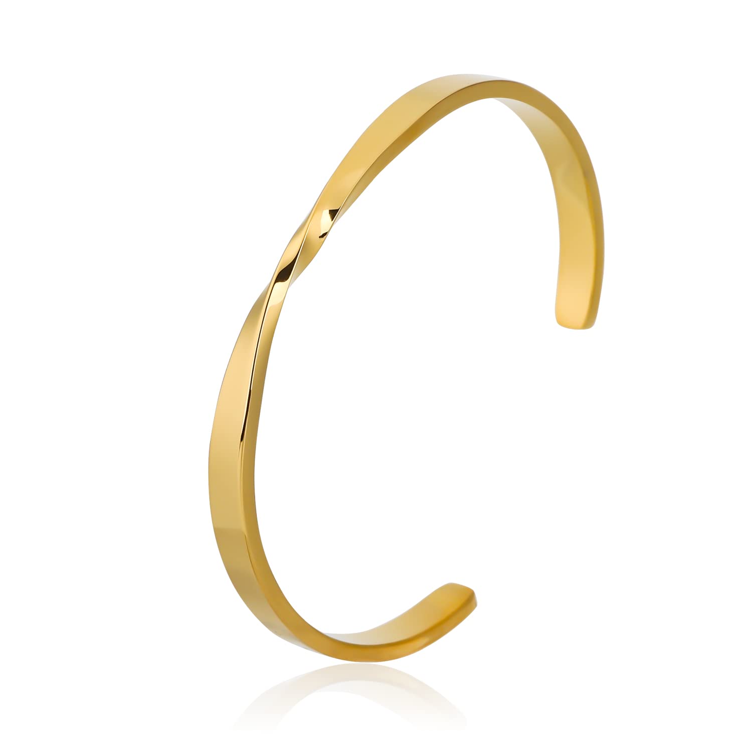 FOCUSTEEL Women's Twisted Mobius Cuff Bangle Bracelet - Adjustable Open Bangle for Ladies, Perfect Christmas Gift for Girlfriend, Wife & Mom | Great for Parties, Dating & Everyday Wear