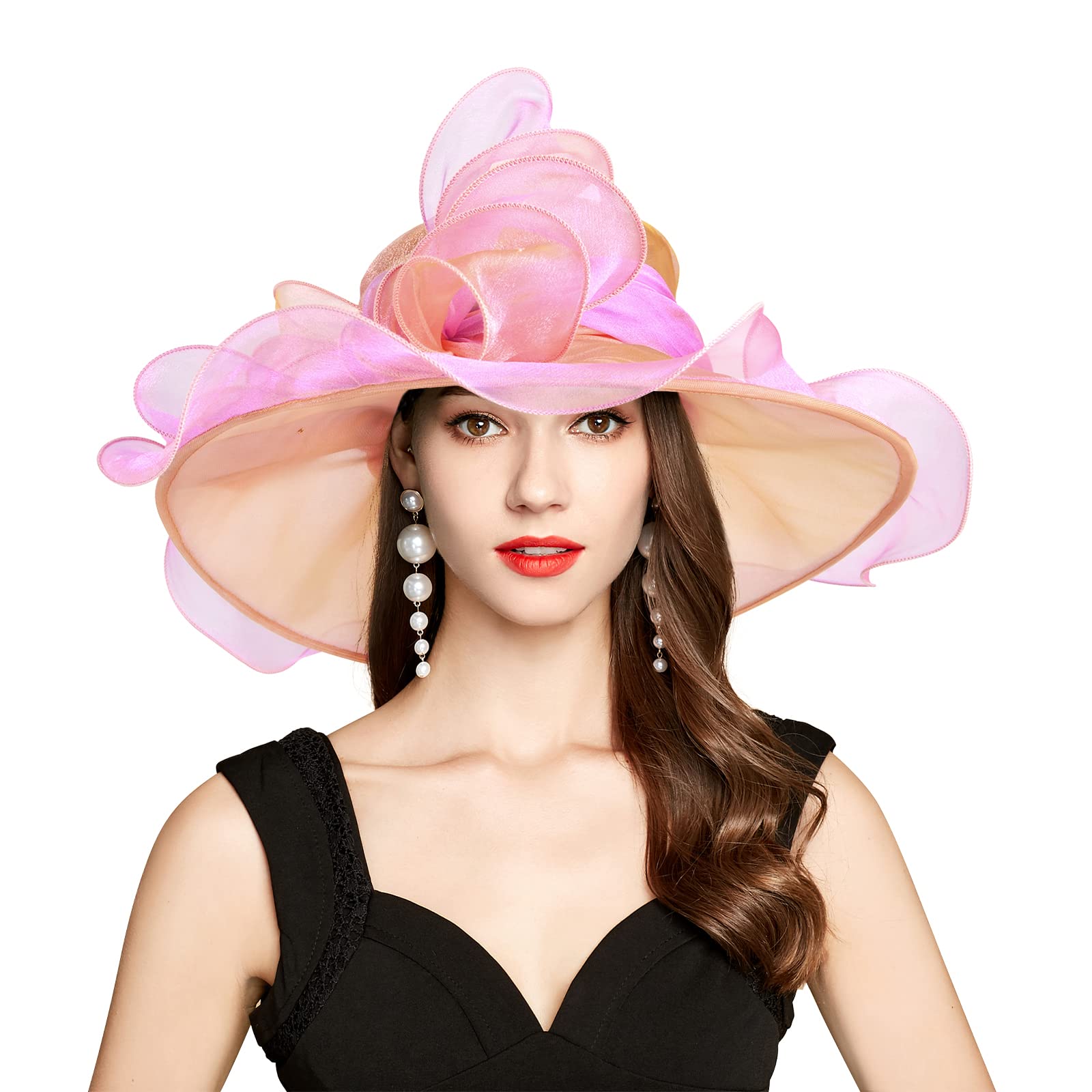 Stylish Derby Hats for Women with Headband Hairpin - Elegant Cloche Kentucky Fascinator Hats for Ladies, Organza Tea Party & Bridal Church Hats - Perfect for Weddings, Garden Parties & Formal Events