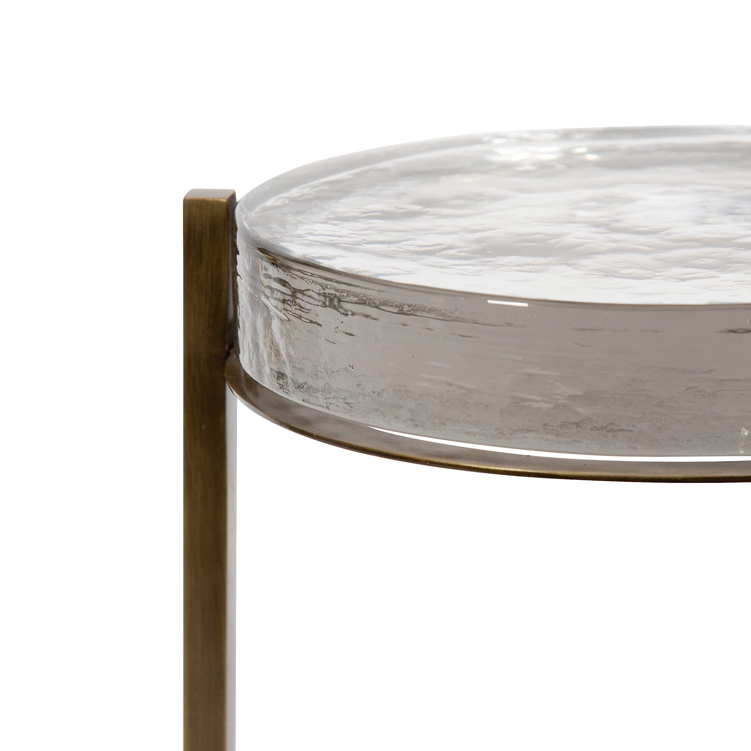 Kate & Laurel Aguilar Modern Brass Drink Table with Clear Glass Top - 9x9x23 Inches, Small Accent Table for Living Room, Bedroom, or Office - Perfect for Cocktails, Coffee, and Decor