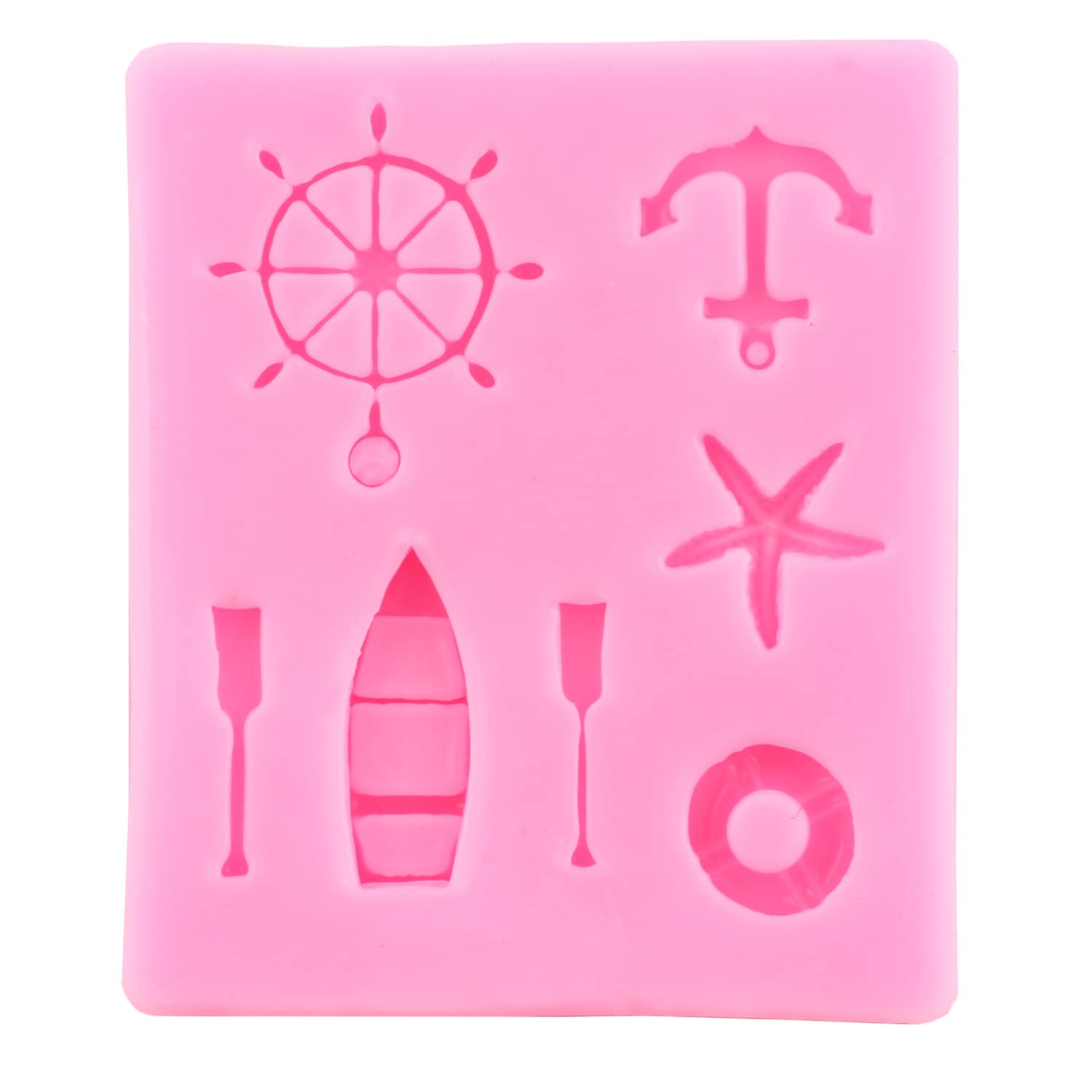 Seagull Rudder Anchor Silicone Mold Set of 4 - Perfect for Pirate Party Cake Decorating, Chocolate Candy & Polymer Clay Crafts - DIY Fondant Molds for Sailboat & Lifebuoy Designs