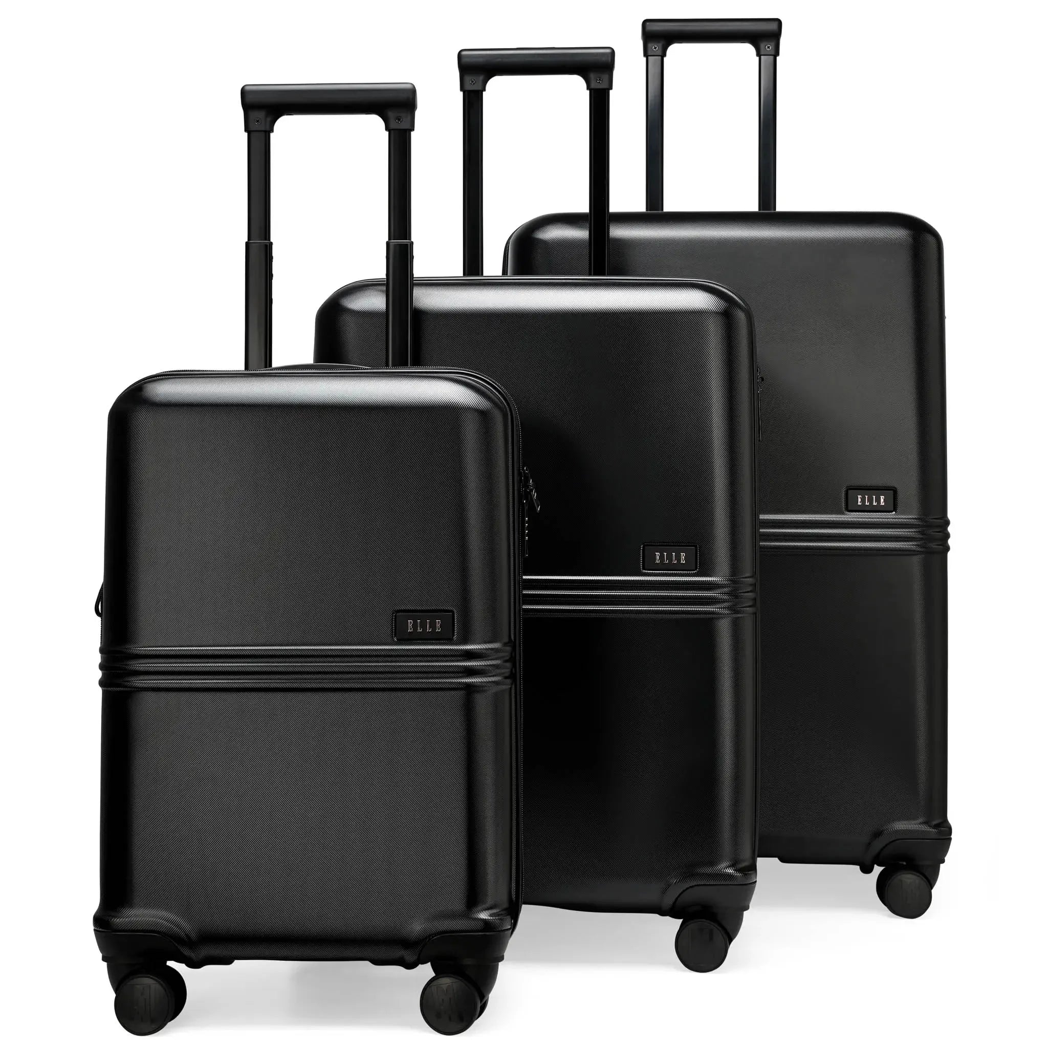 3-Piece Expandable Polycarbonate Luggage Set - Lightweight Durable Suitcase for Travel, Business & Vacation - TSA Lock & 360° Spinner Wheels (Black) | Perfect for International Flights, Family Trips & Business Travel