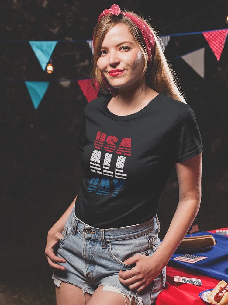 Patriotic American Flag Graphic Women's T-Shirt | USA Pride Casual Tee | Perfect for 4th of July, Memorial Day & Everyday Wear