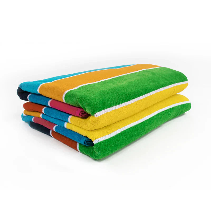 Rainbow Stripes Egyptian Cotton Oversized 4-Piece Beach Towel Set - Soft, Absorbent & Quick-Drying for Pool, Beach, Gym & Spa Use
