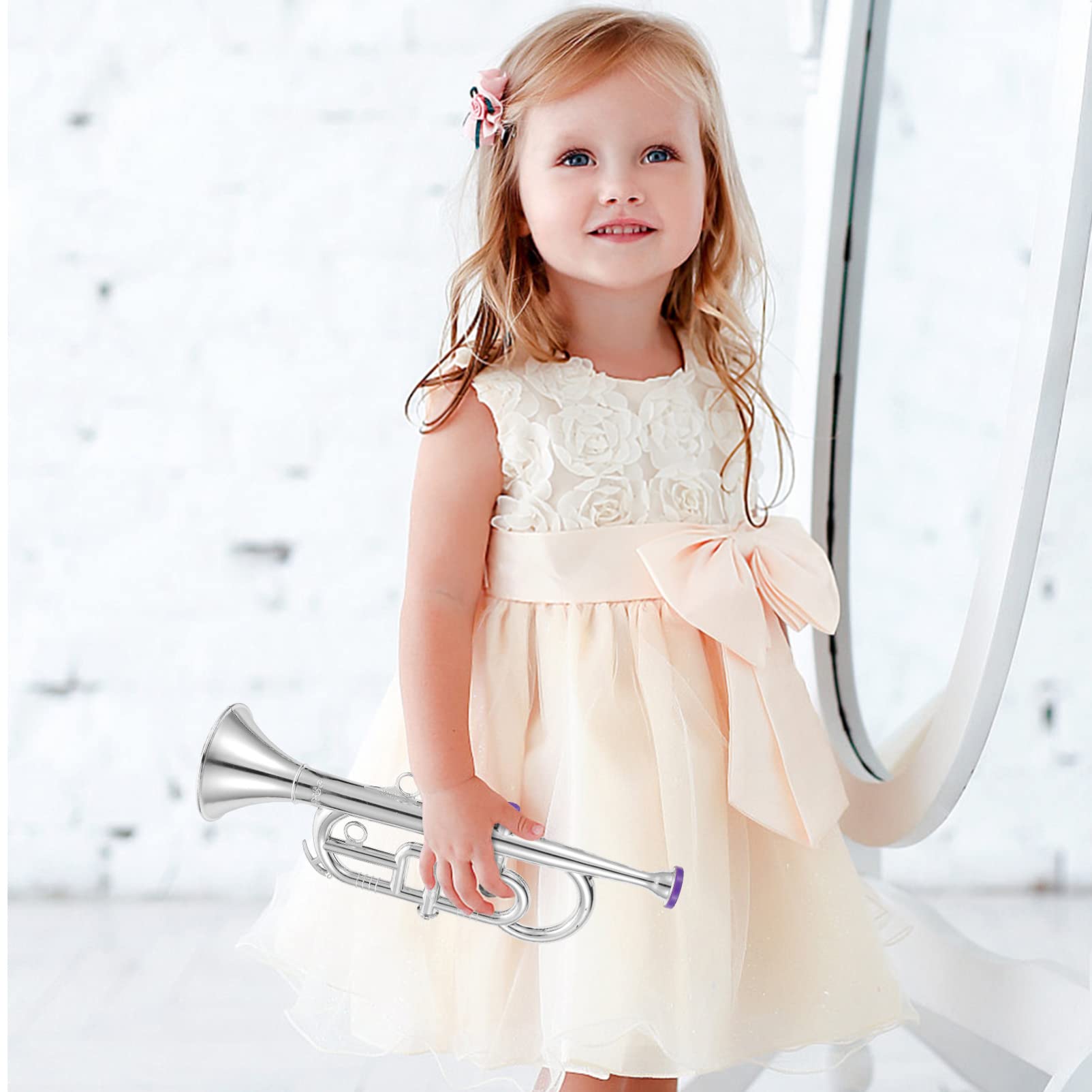 TOYANDONA Kids Plastic Trumpet Toy - Silver Musical Instrument for Boys & Girls | Early Education Learning Toy | Birthday Gift & Party Performance