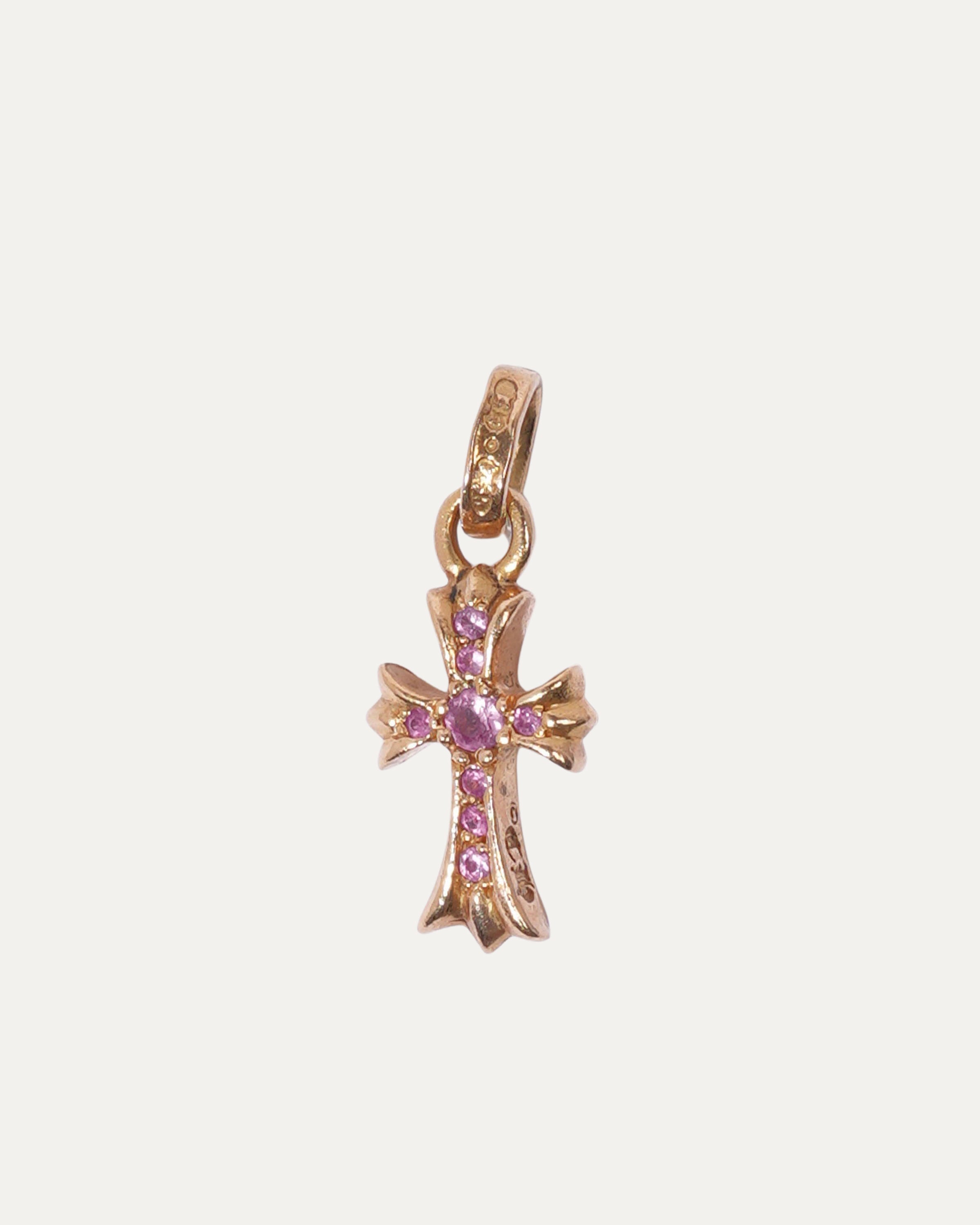 22k Gold Baby Fat Pink Sapphire Cross Charm Pendant - Elegant Jewelry Gift for Women, Perfect for Birthdays, Anniversaries & Special Occasions