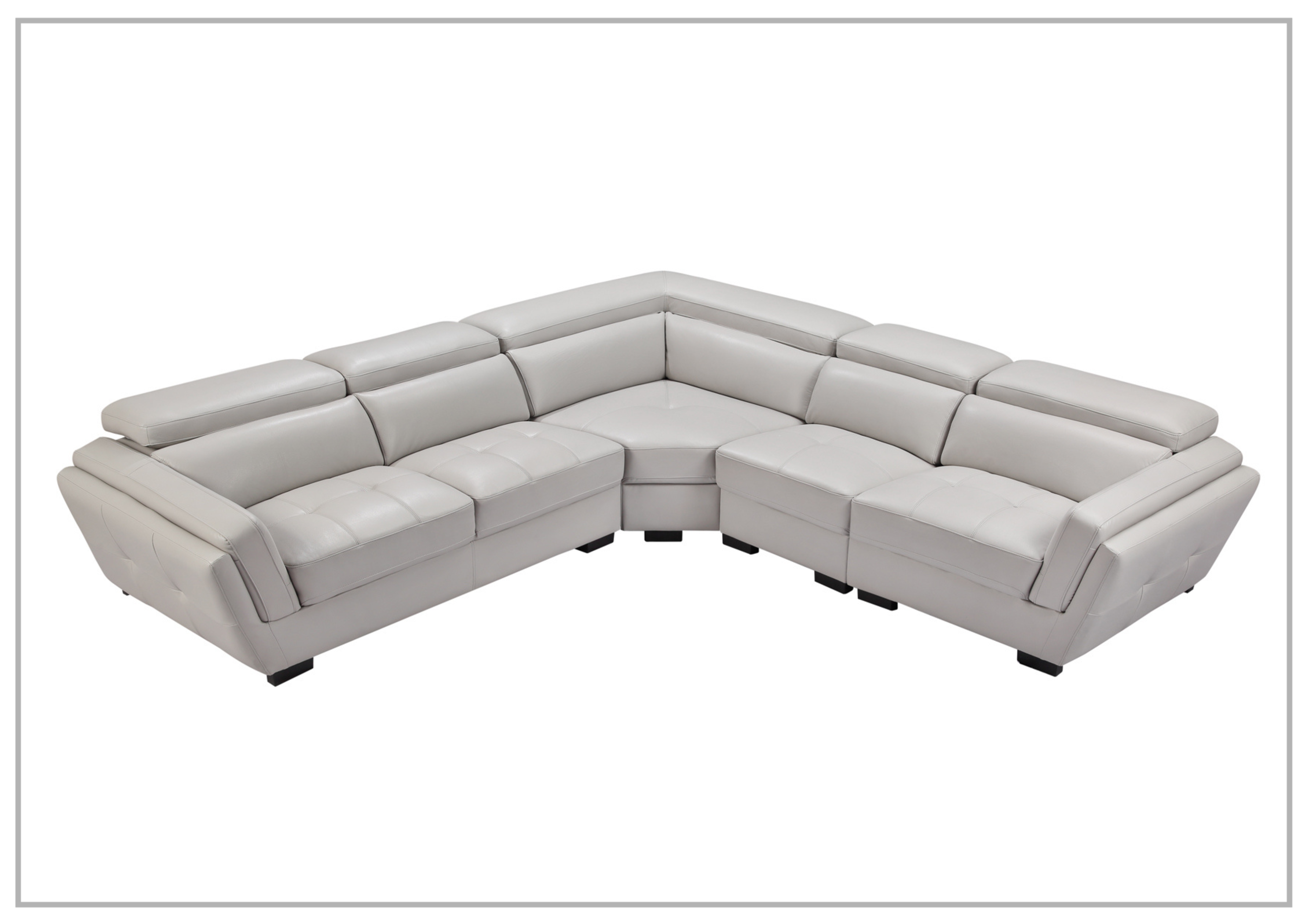 Gio Italia Adley L-Shaped Leather Sectional Sofa with Adjustable Headrests - Modern Living Room Furniture for Home Theater & Family Gatherings
