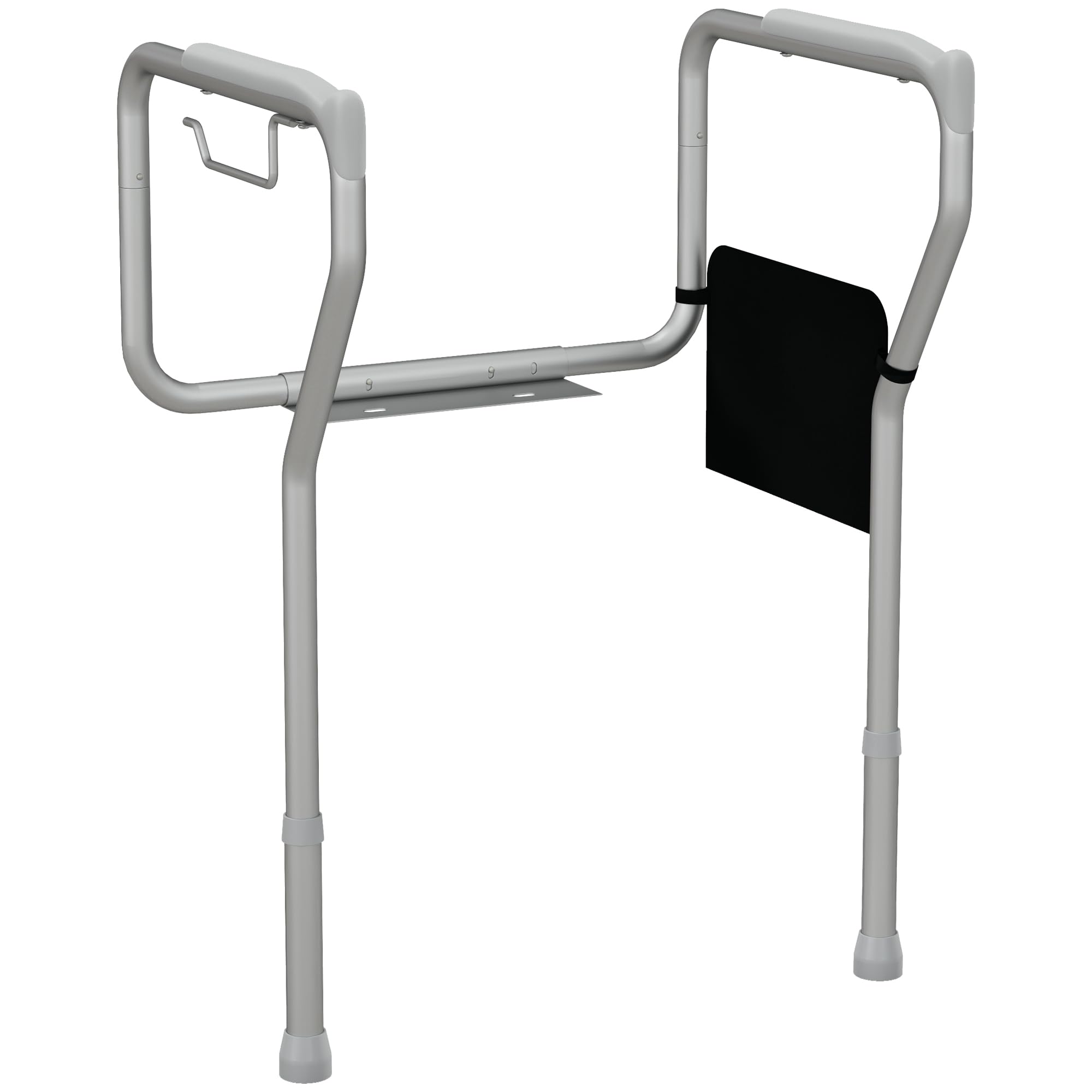 Adjustable Toilet Safety Rail for Elderly - 300lbs Capacity, Height & Width Adjustable with Padded Arms & Storage Pocket - Assist Grab Bar for Seniors - Easy Installation - Ideal for Bathroom Safety & Mobility Support